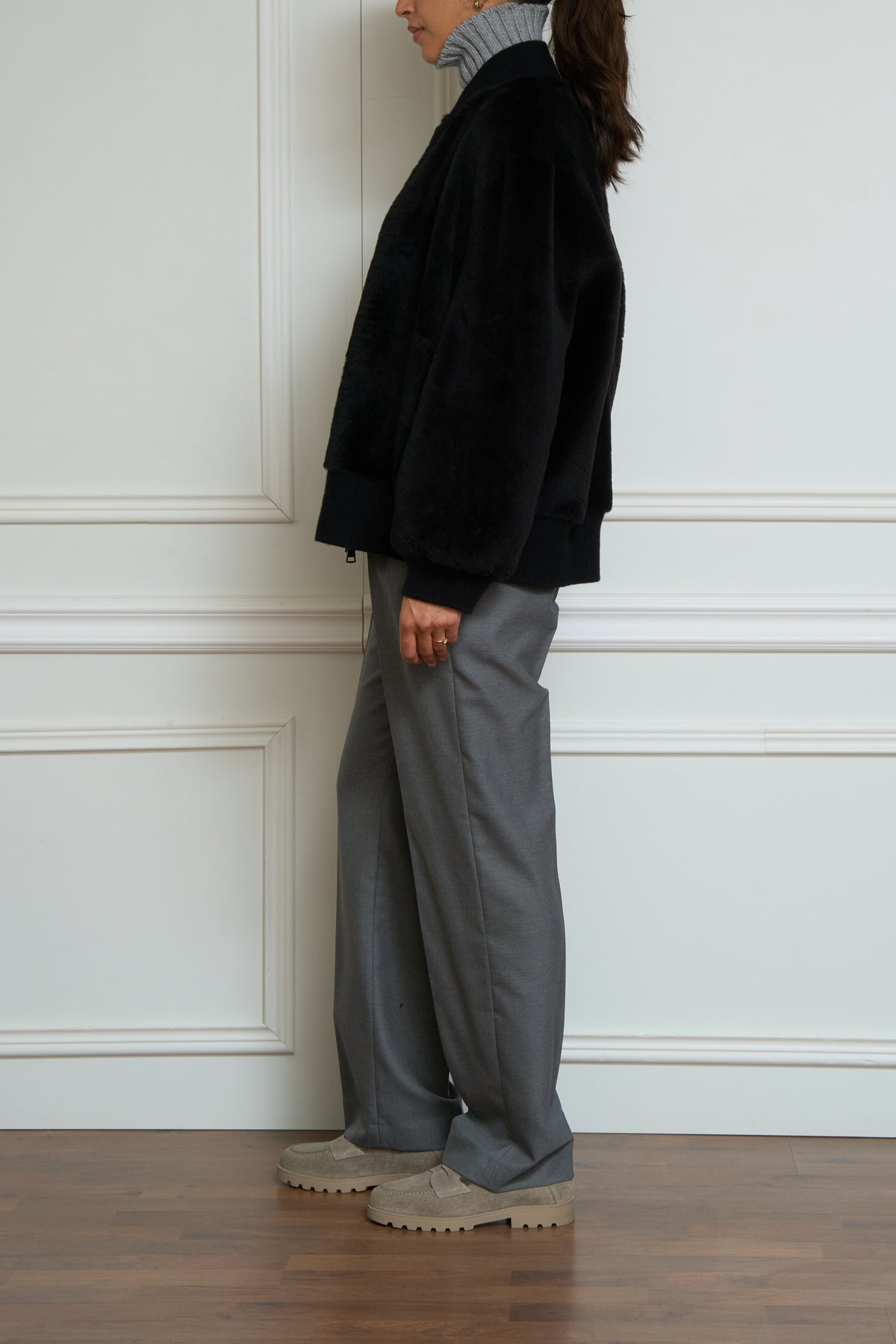 Lammfelljacke in schwarz