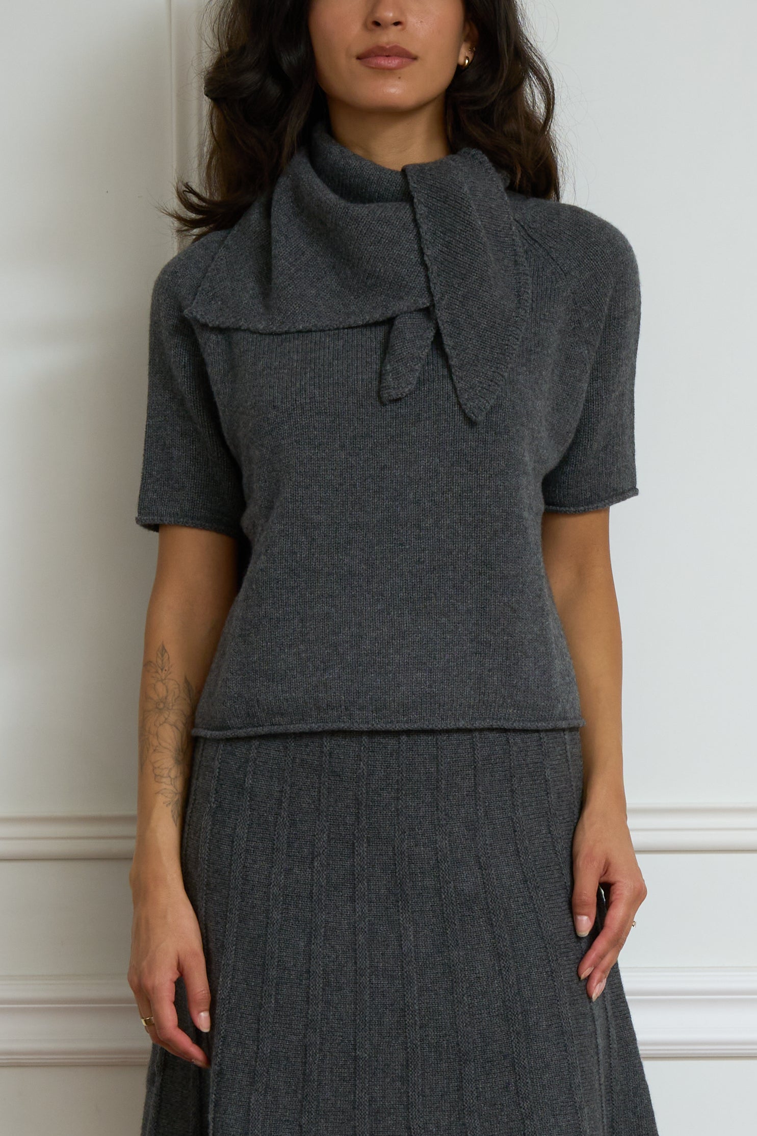 Kurzarmpullover 'Greta' in grau