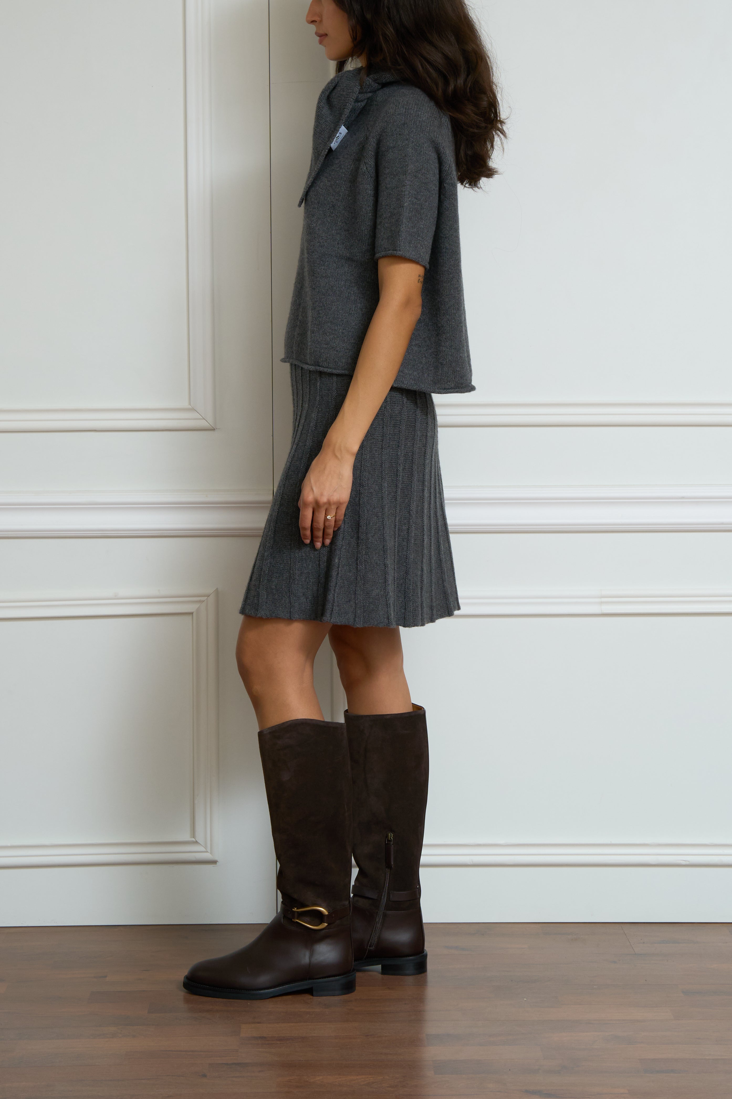 Kurzarmpullover 'Greta' in grau
