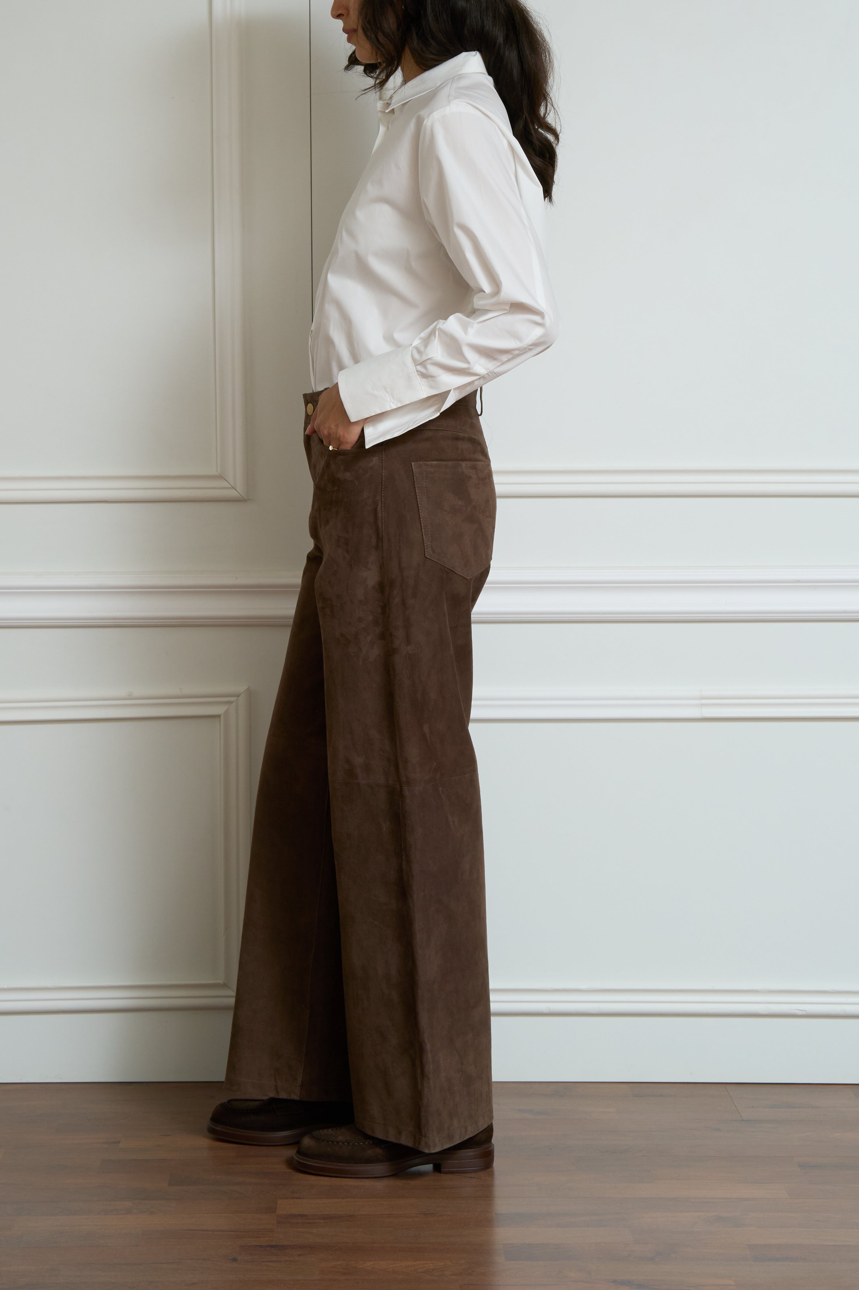 'Fulmine' brown suede trousers