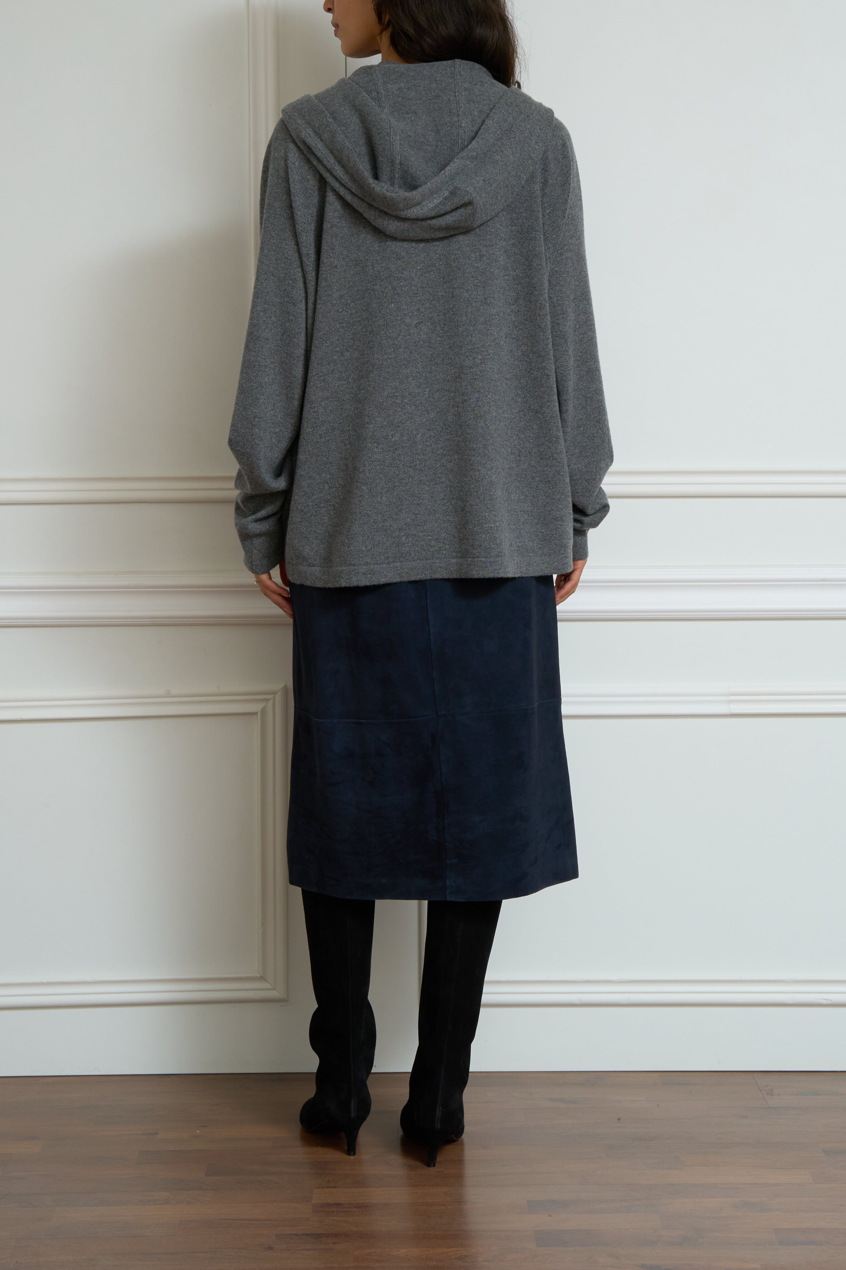 Kaschmir-Kapuzenpullover in grau