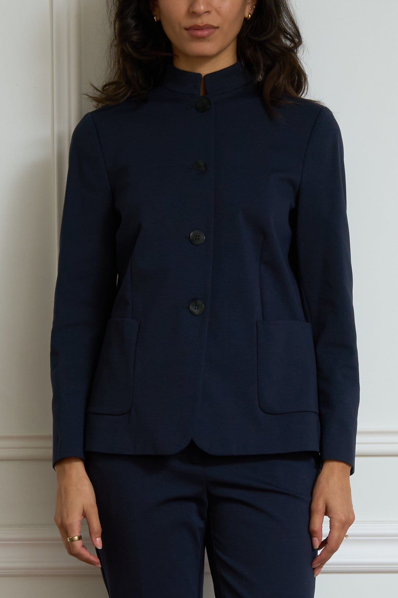 Stand-up collar blazer in blue