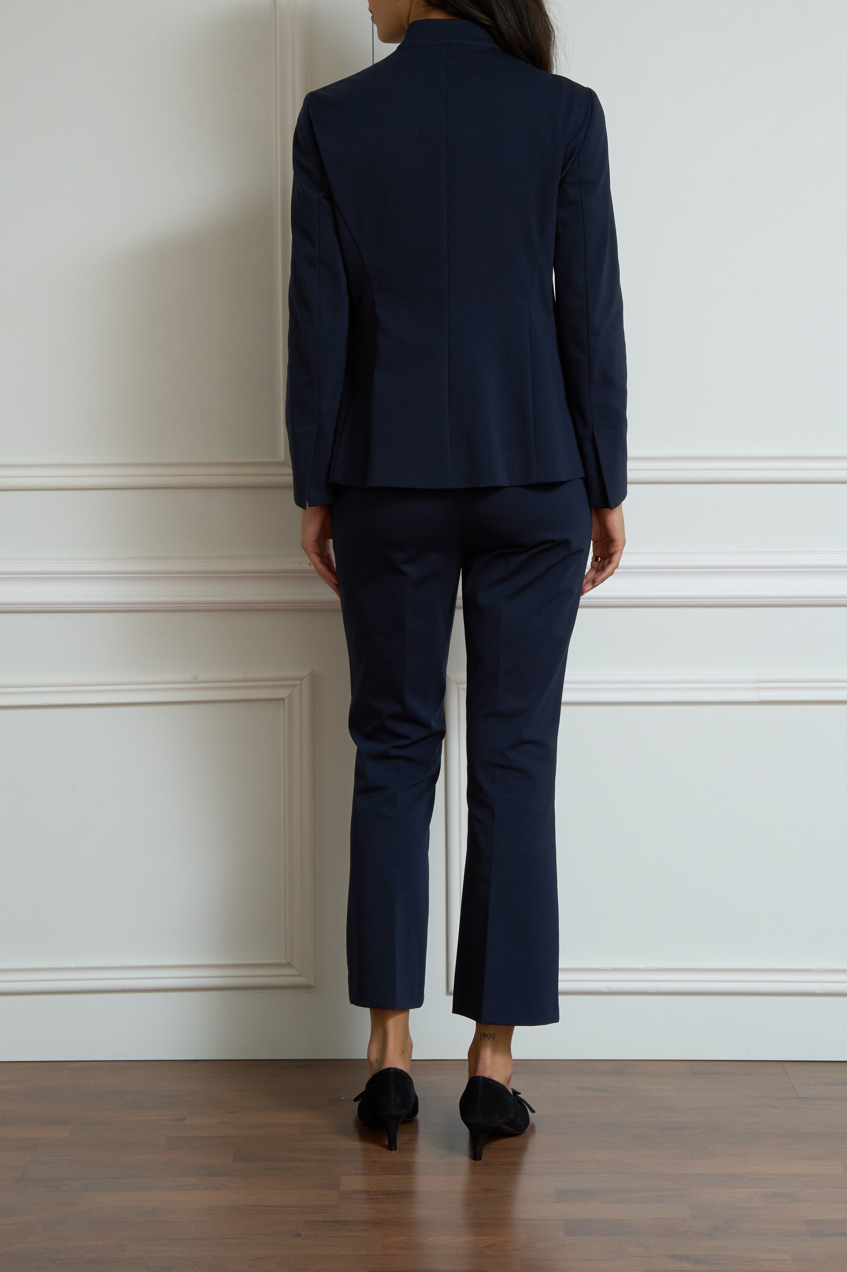 Stand-up collar blazer in blue