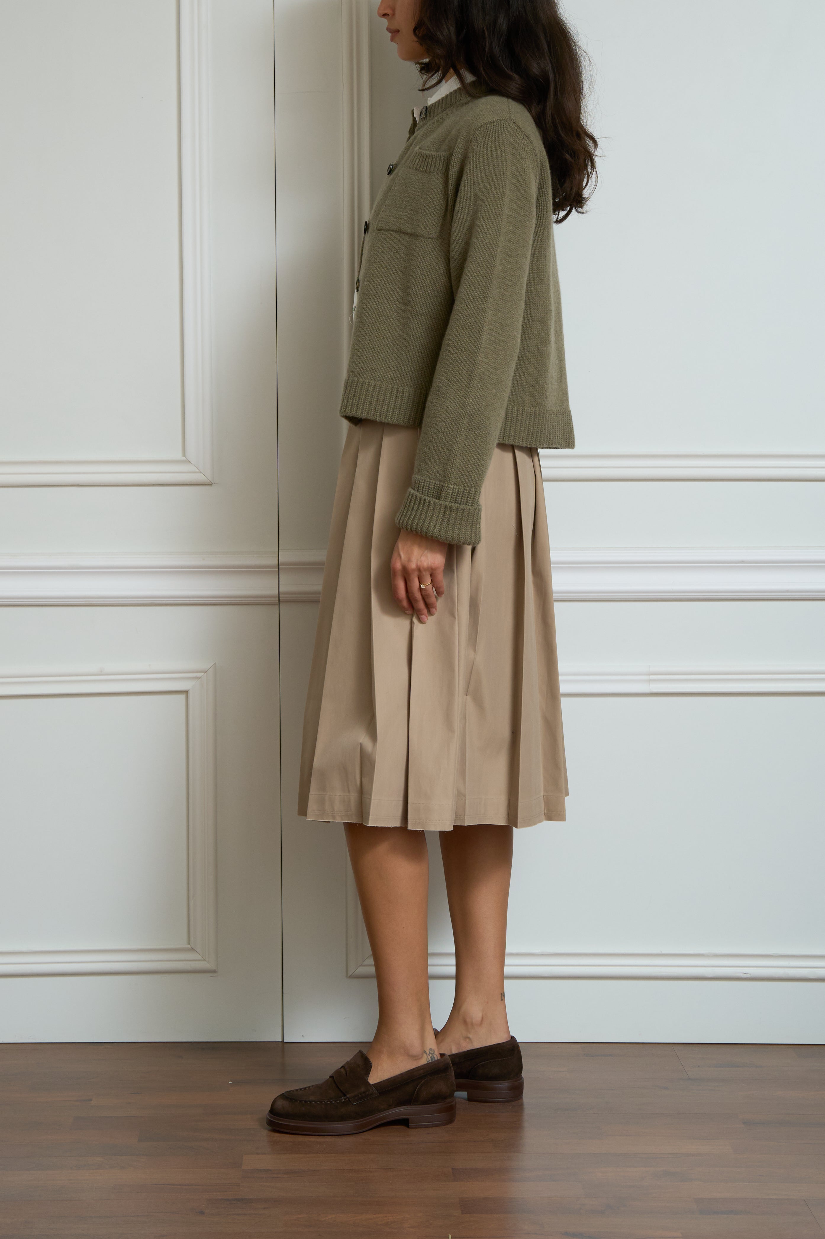 Faltenrock in beige