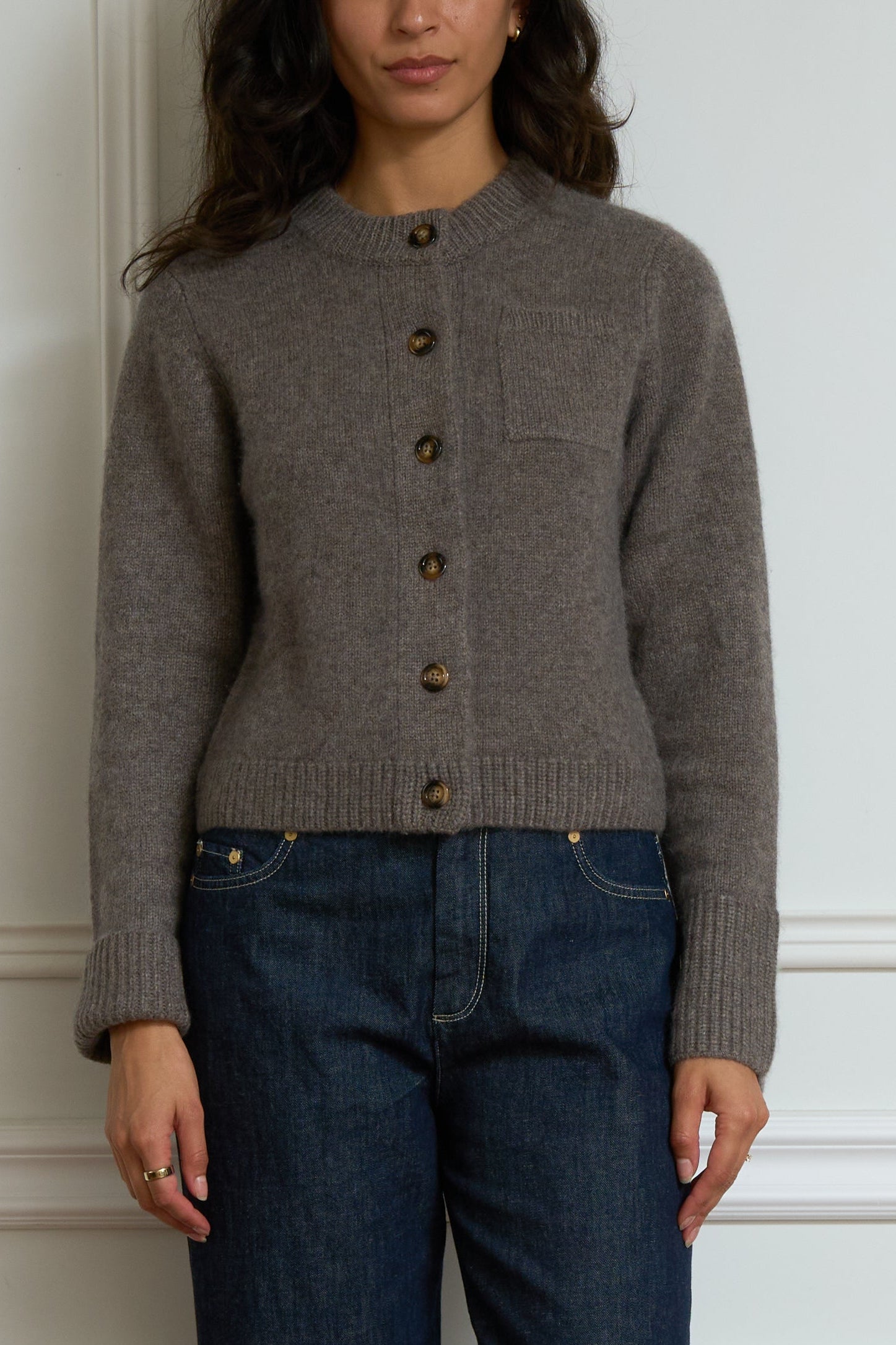 Gebürstete Strickjacke 'Lilly' in taupe