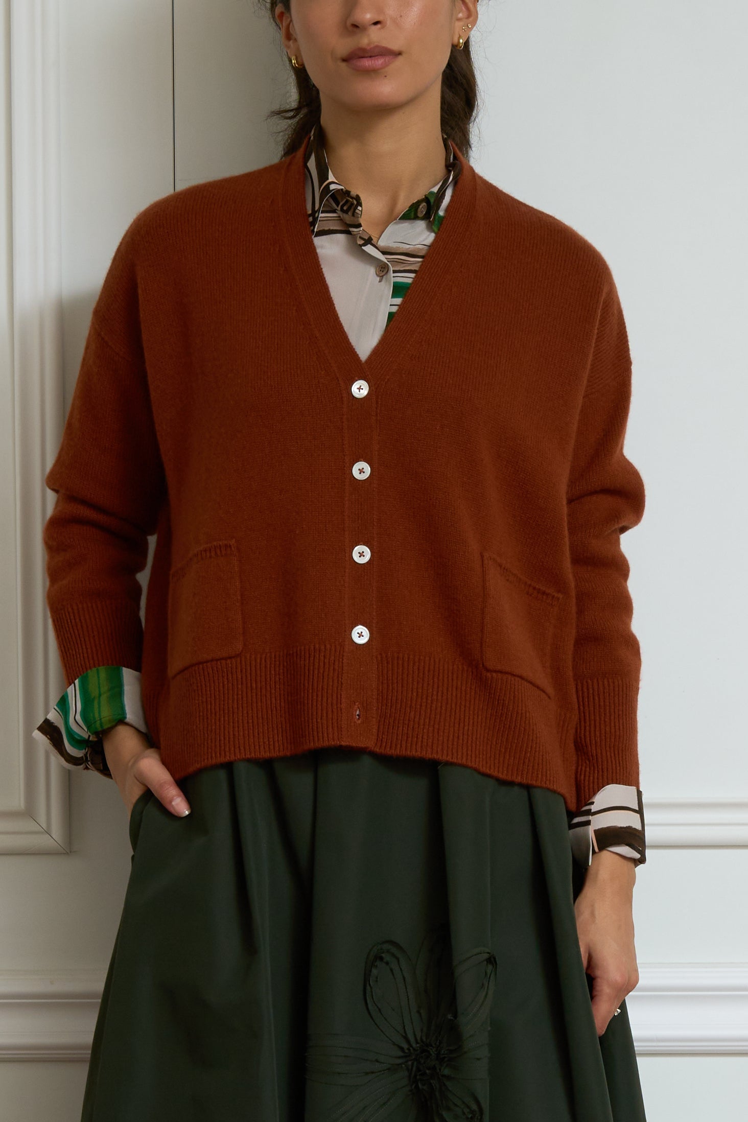 Kaschmir Strickjacke in terracotta