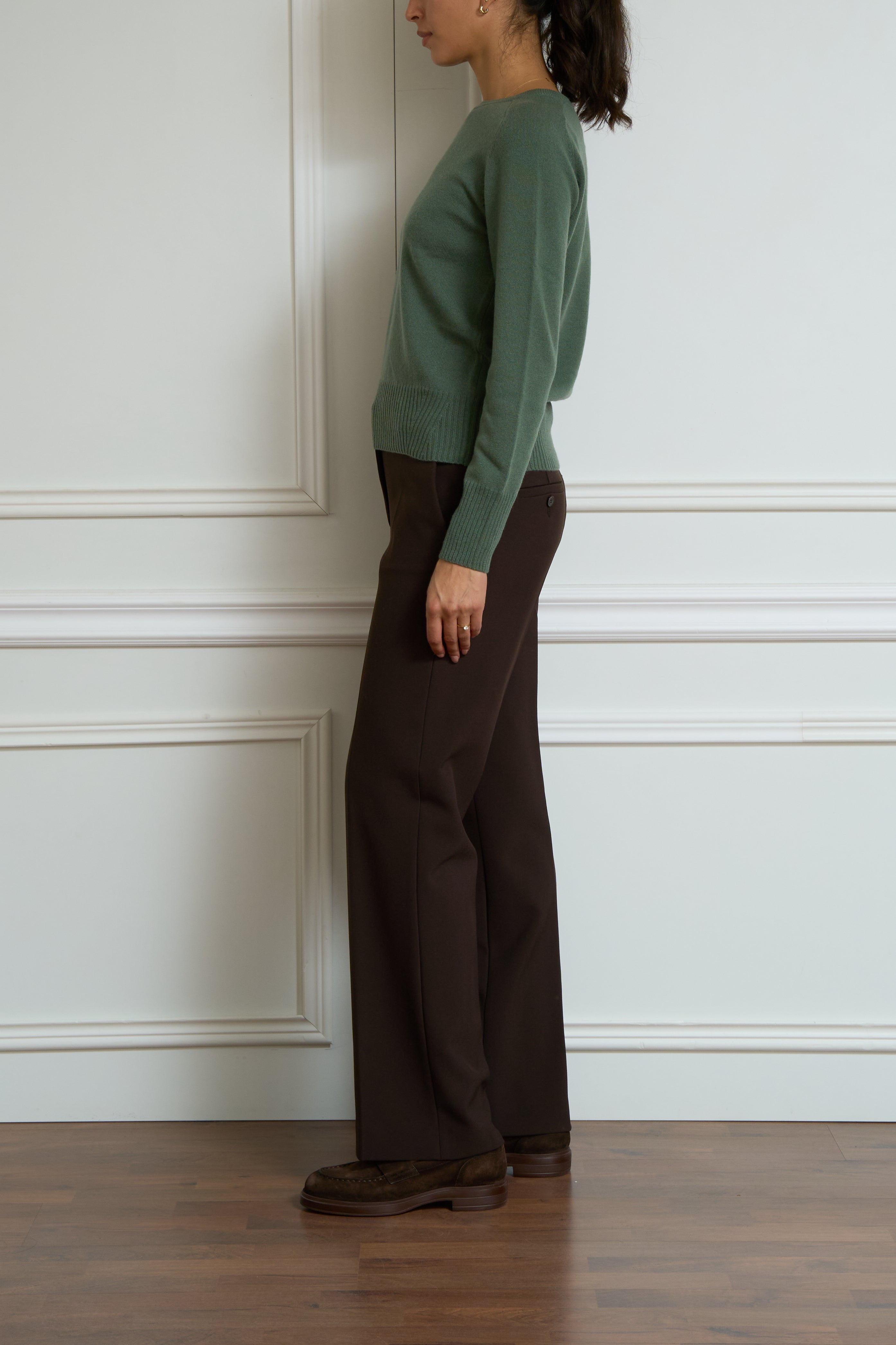 Round neck jumper in green