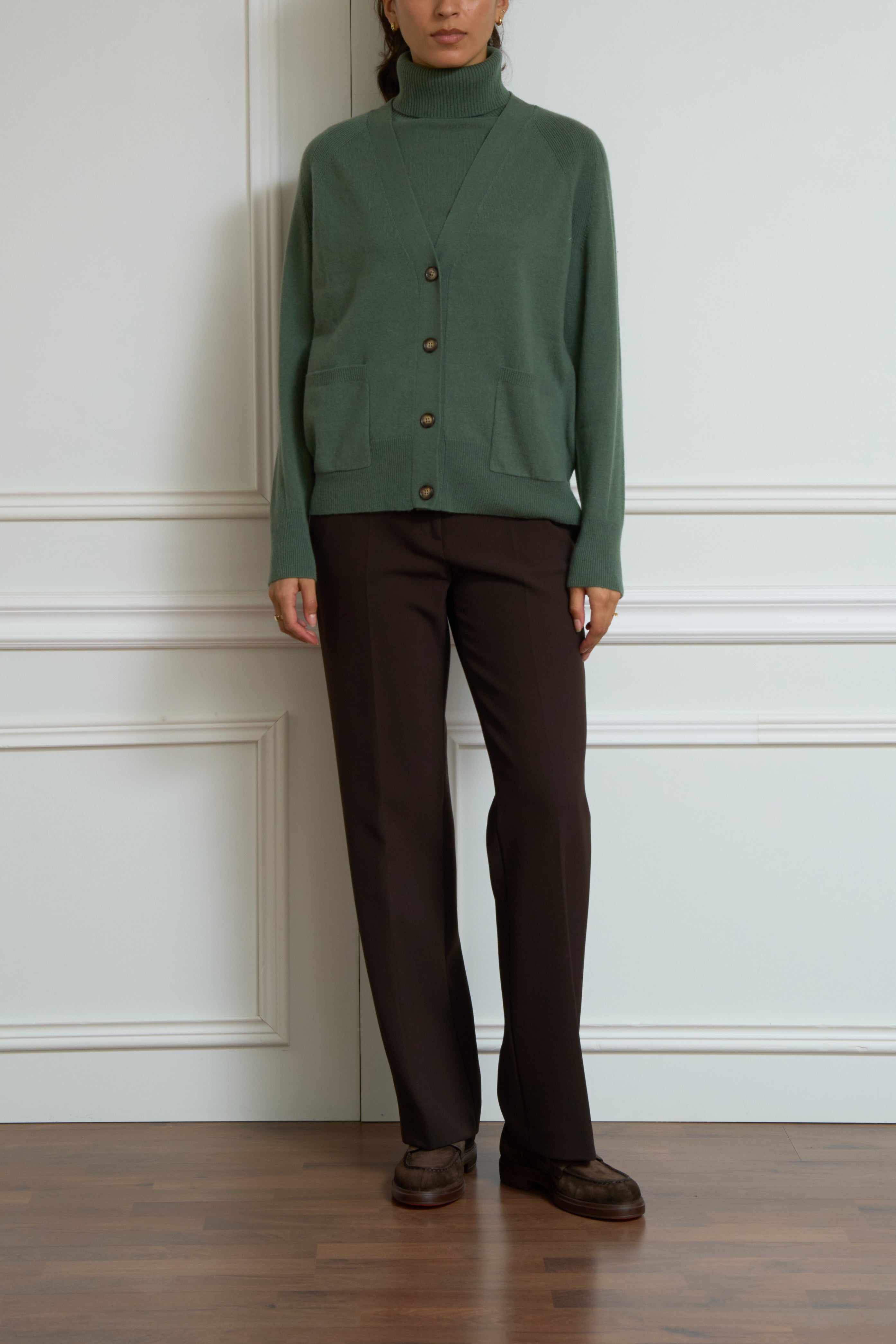 Kaschmir Strickjacke in grün