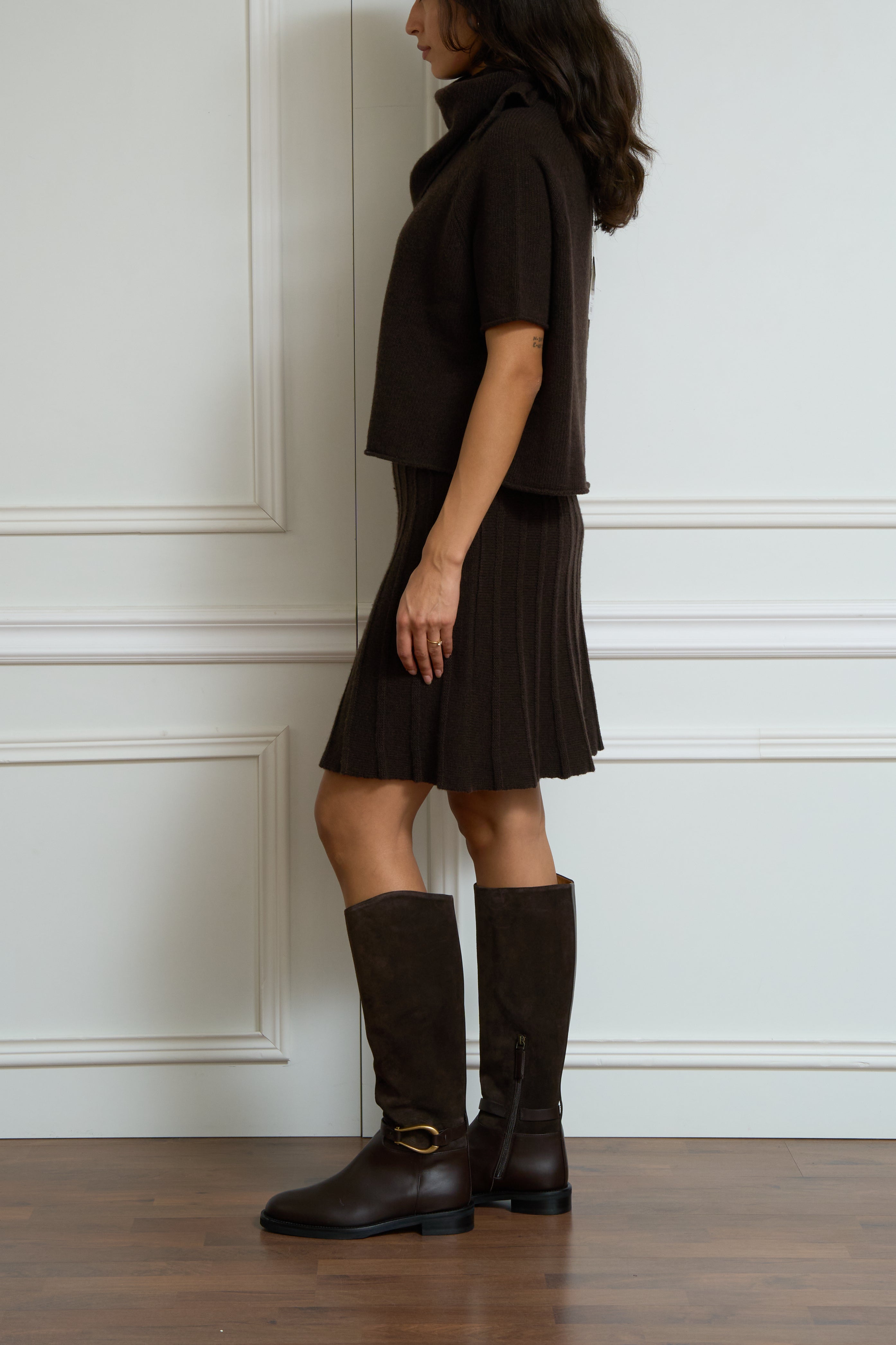 Short-sleeved sweater 'Greta' in brown