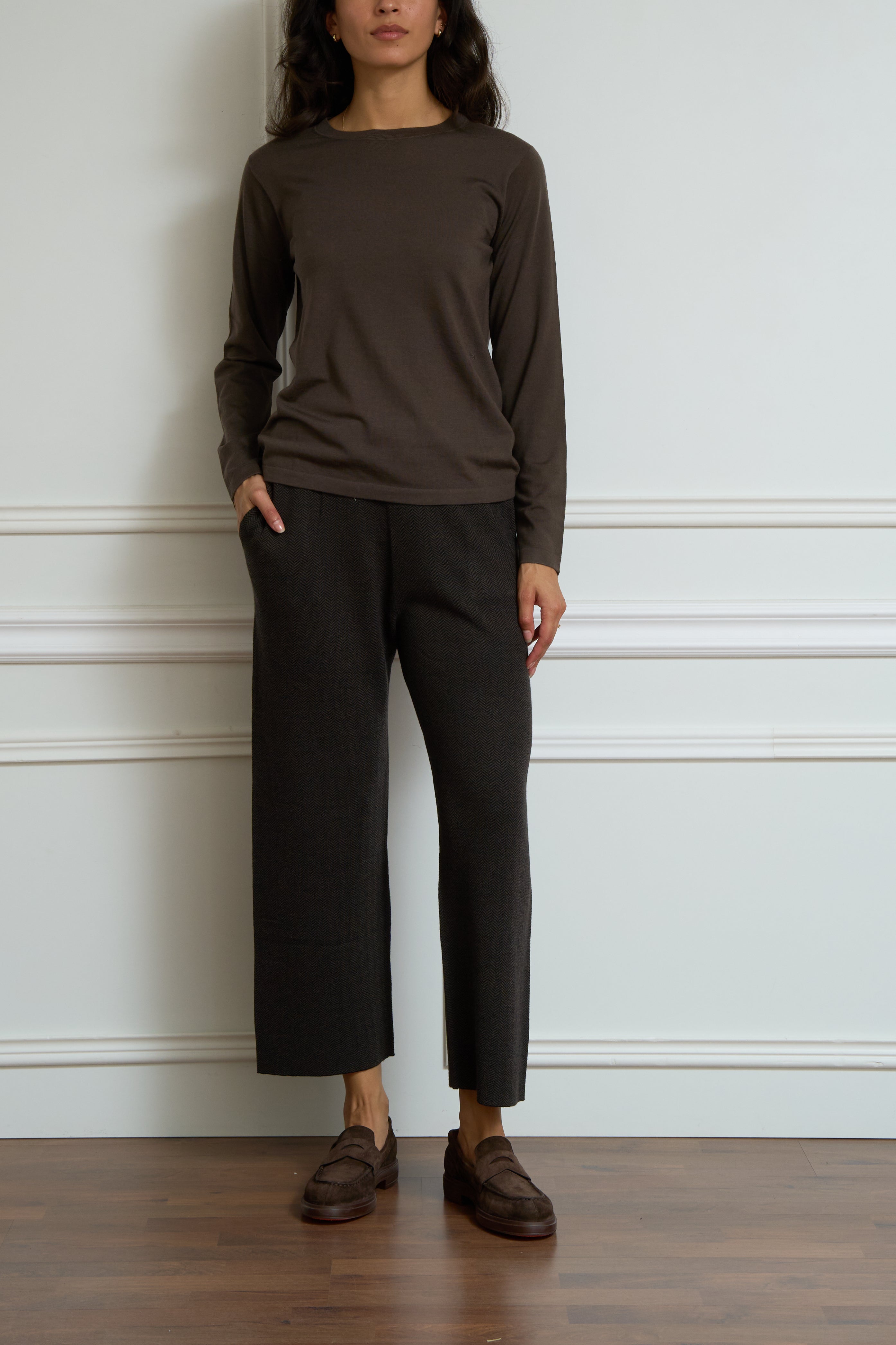 Feinstrick-Pullover in braun
