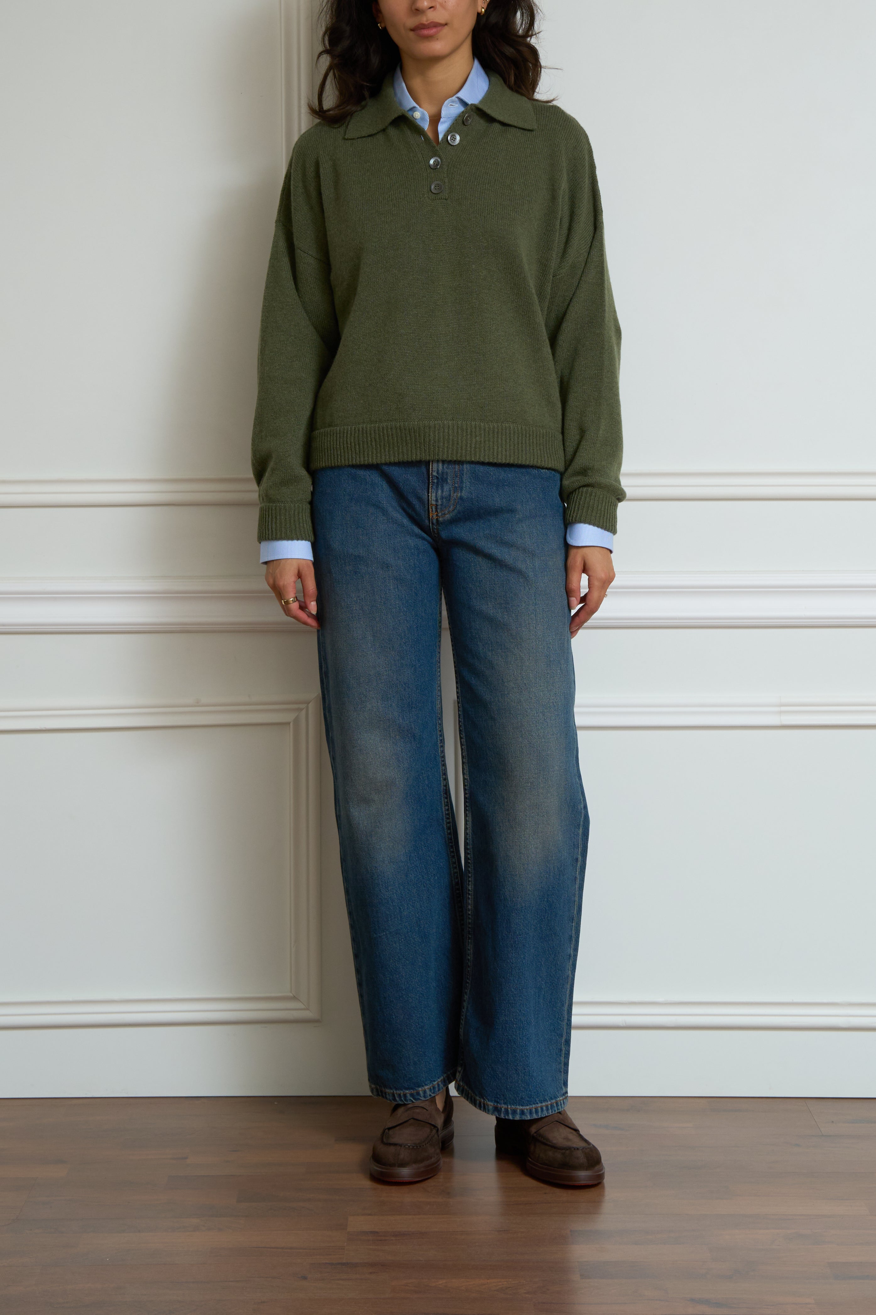 Knitted polo shirt in green