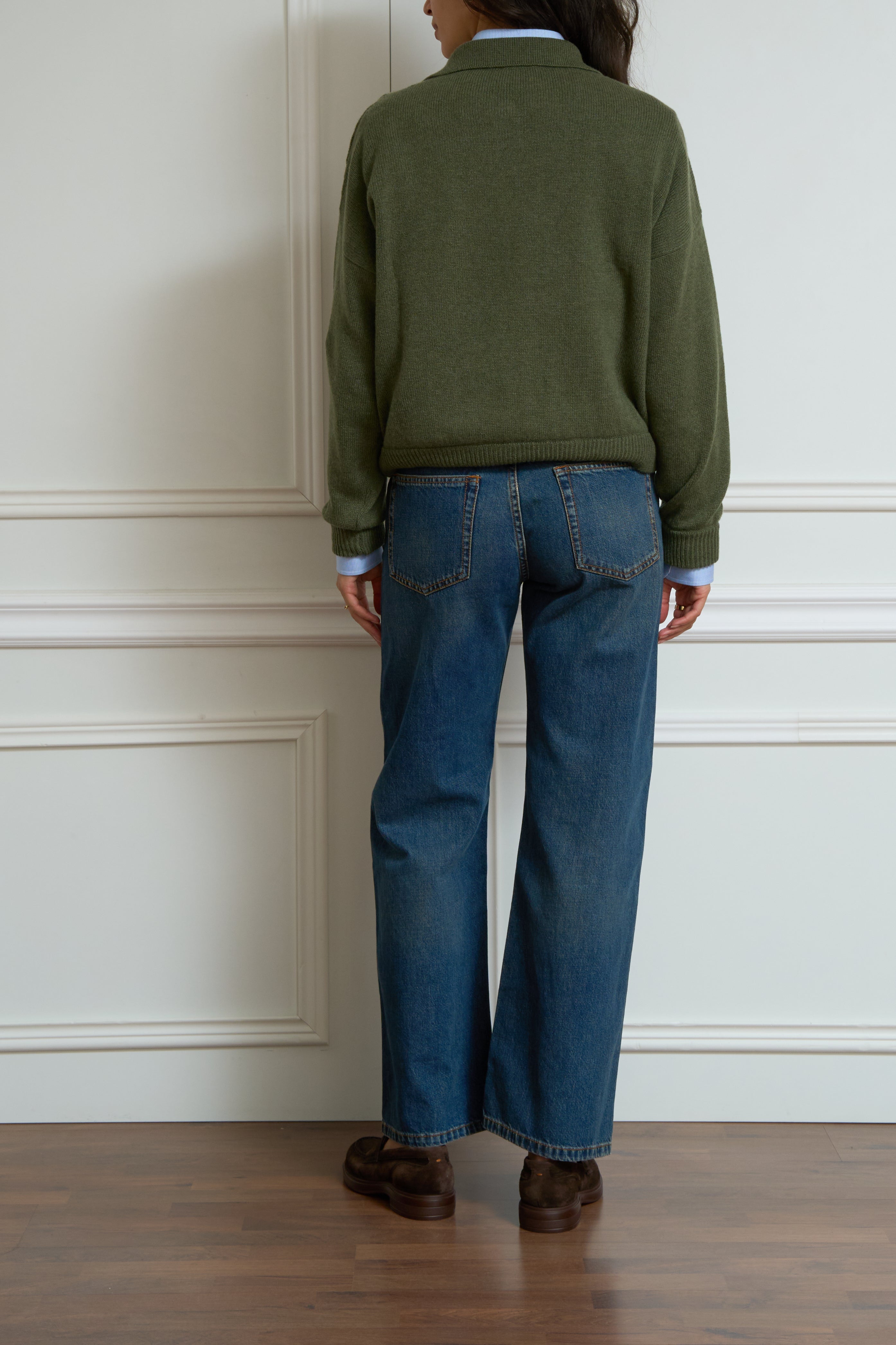Knitted polo shirt in green