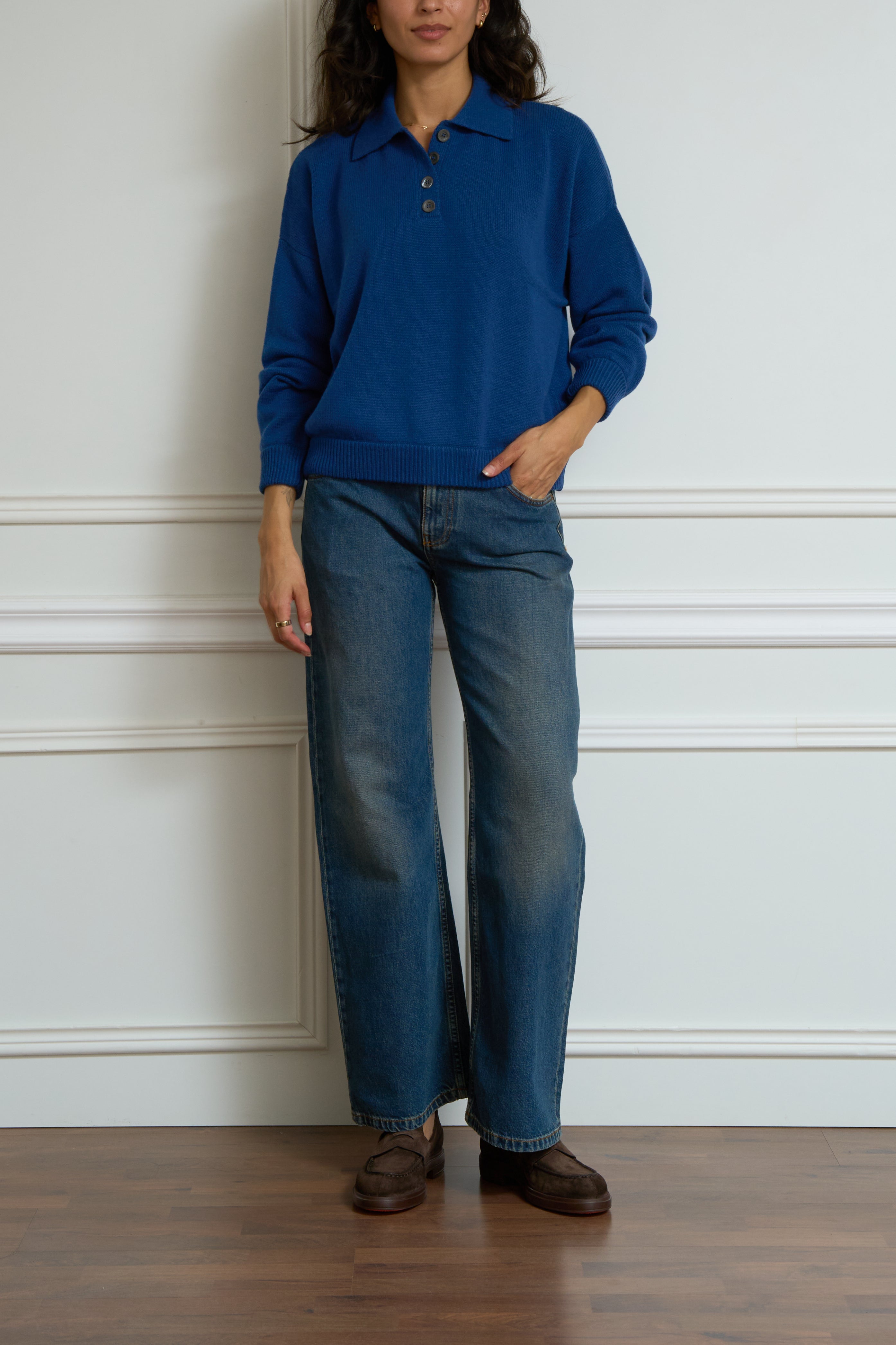 Strickpolo in blau