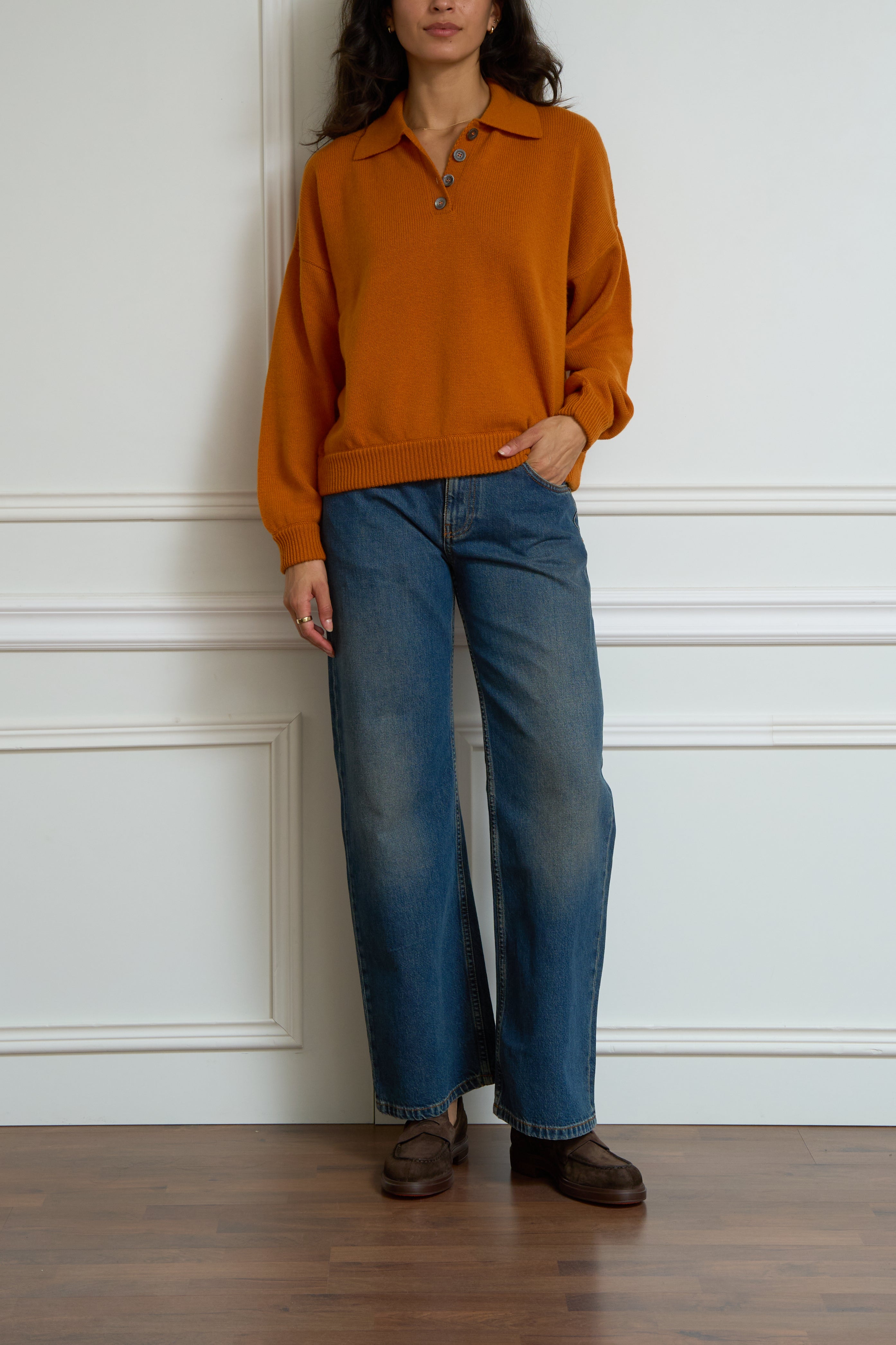 Strickpolo in orange
