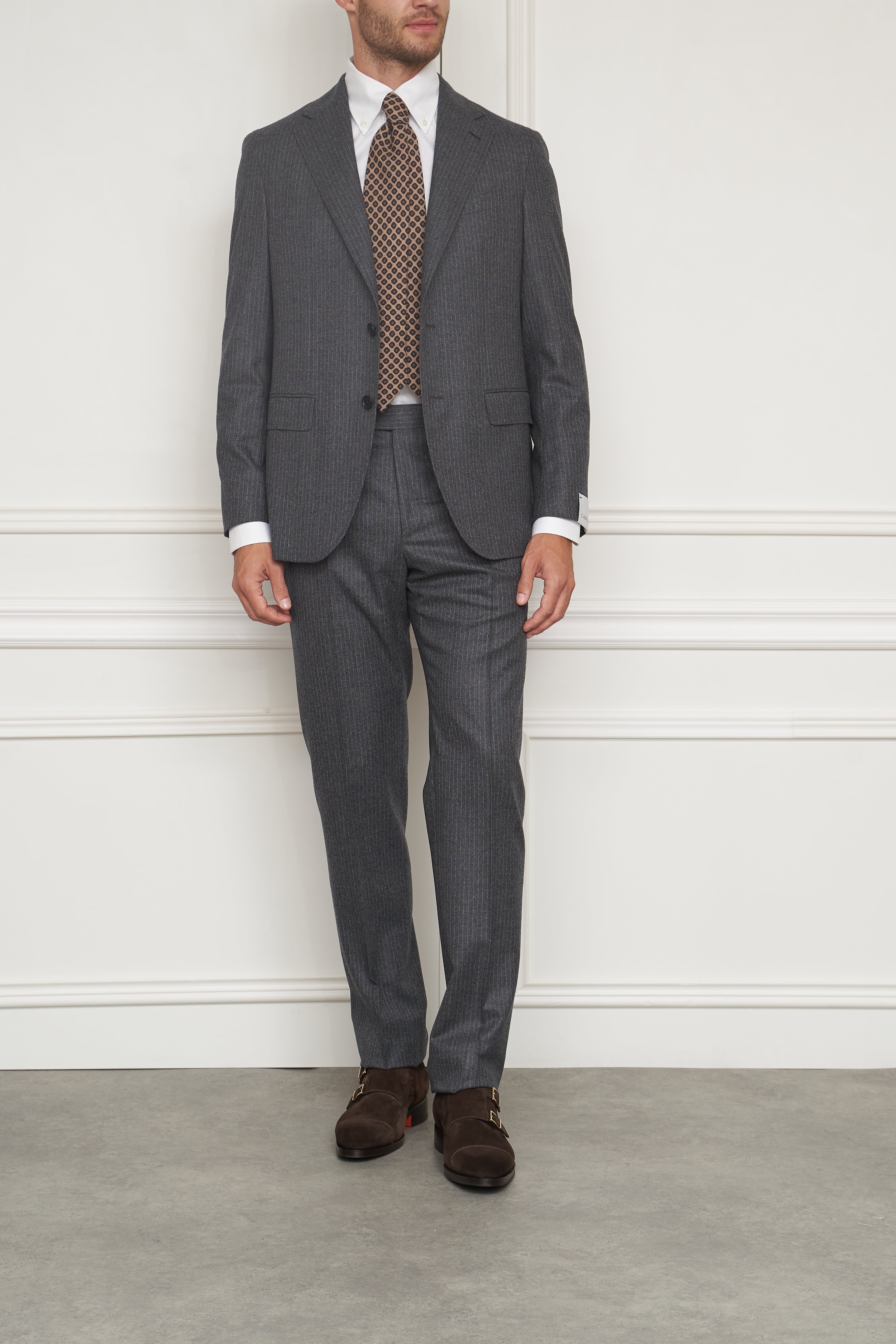 Pinstripe suit in grey