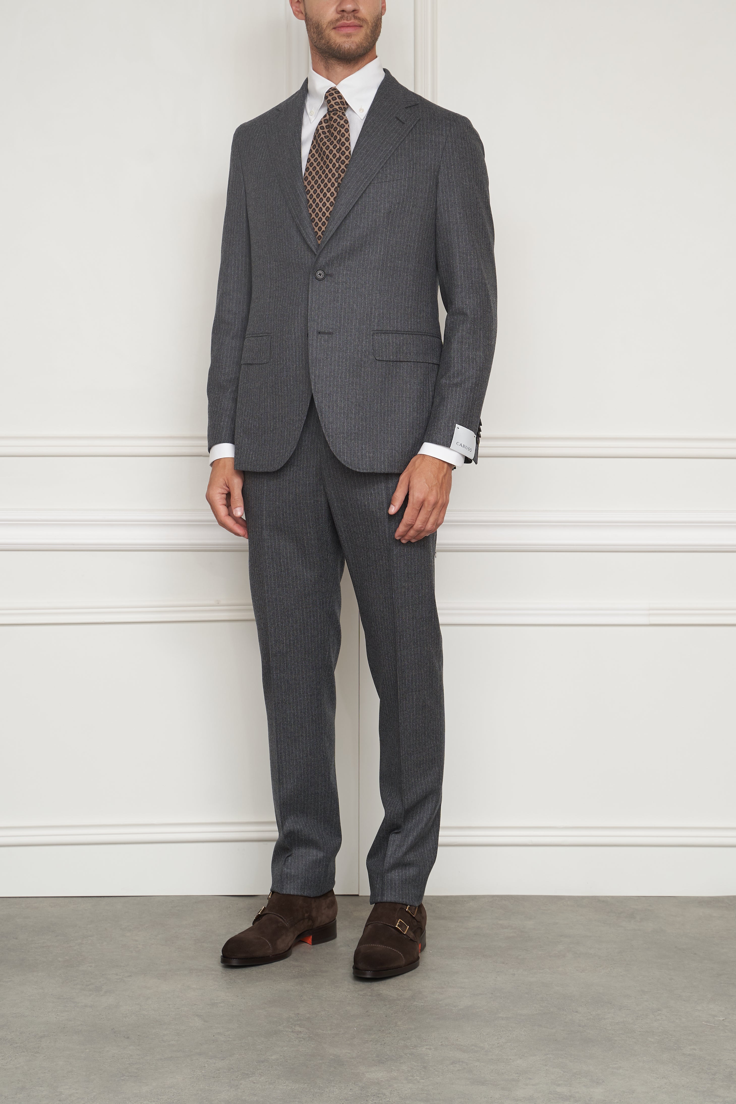 Pinstripe suit in grey