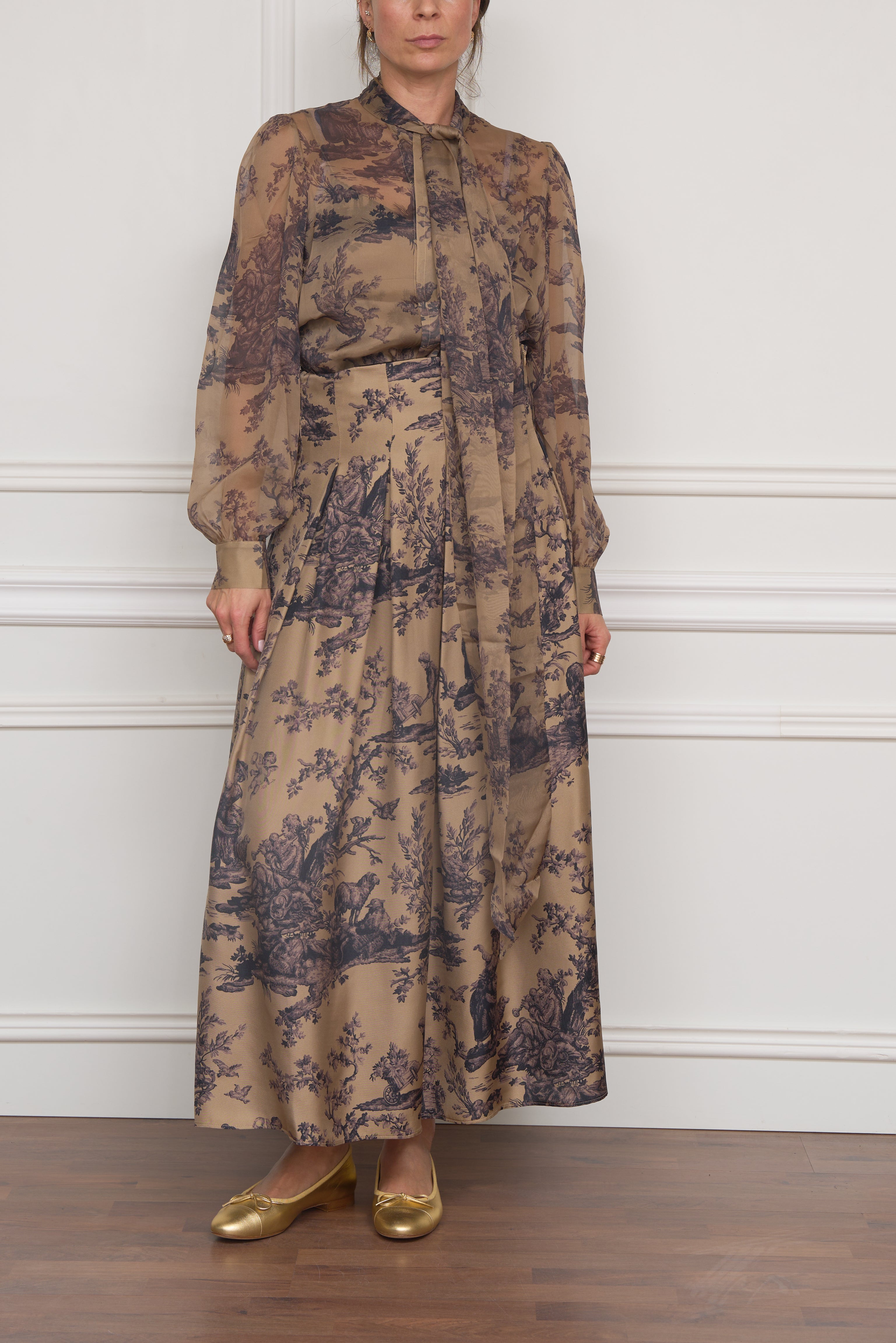 Seidenrock in beige/lila