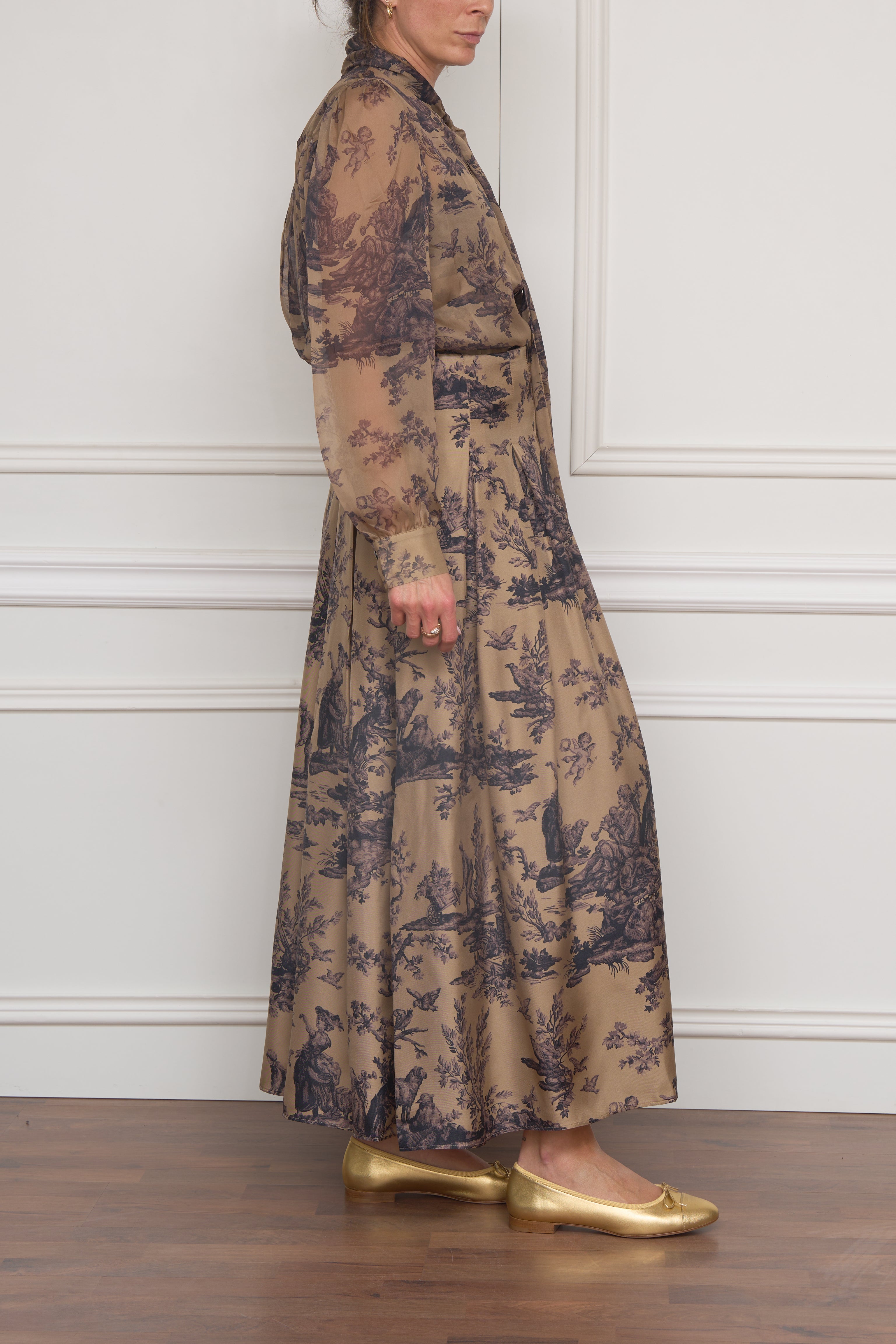 Seidenrock in beige/lila