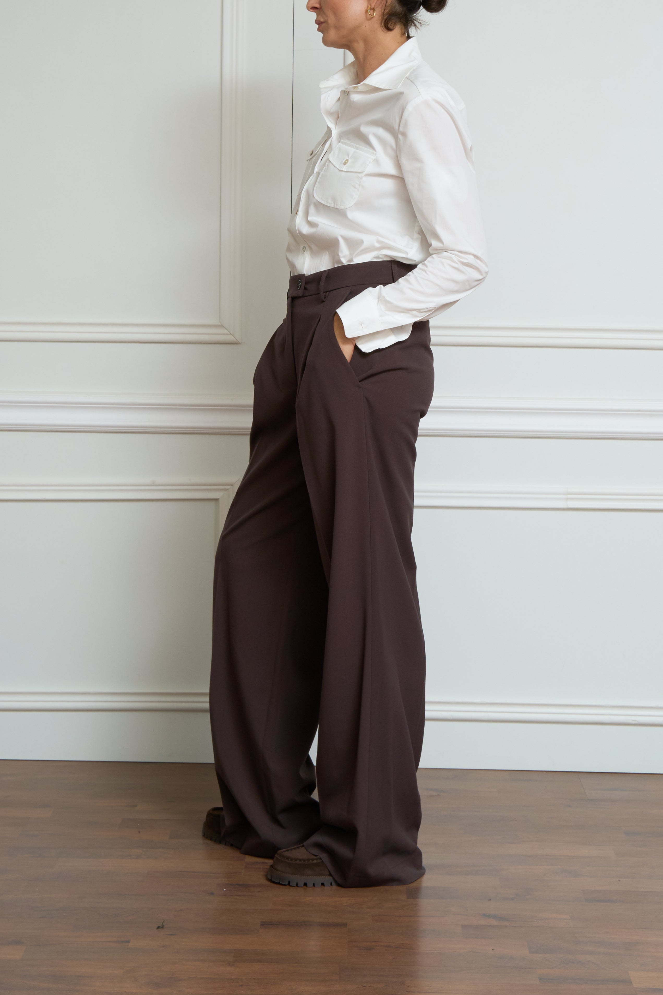 Bundfaltenhose in braun