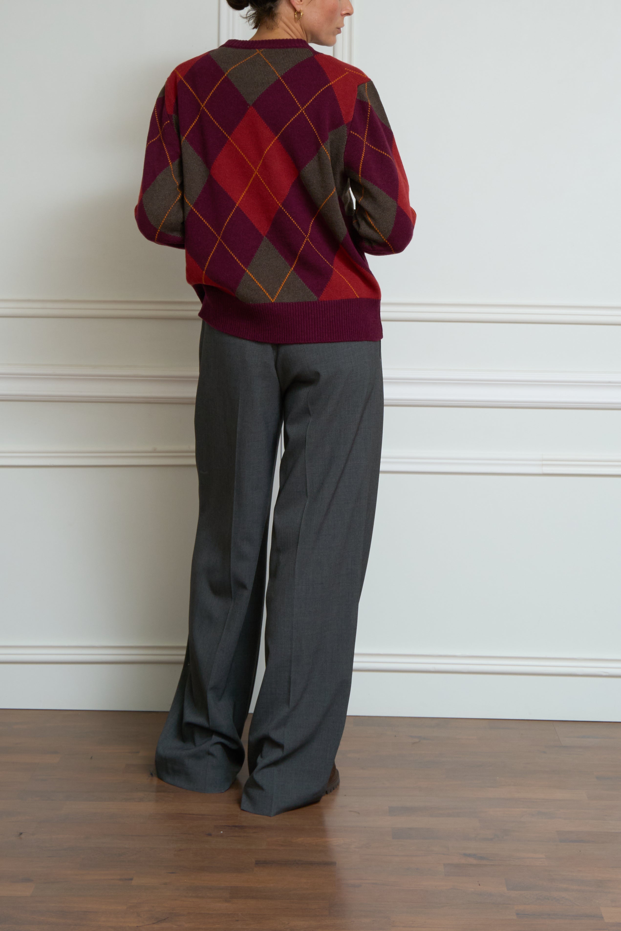 Gemusterter Kaschmirpullover in bordeaux