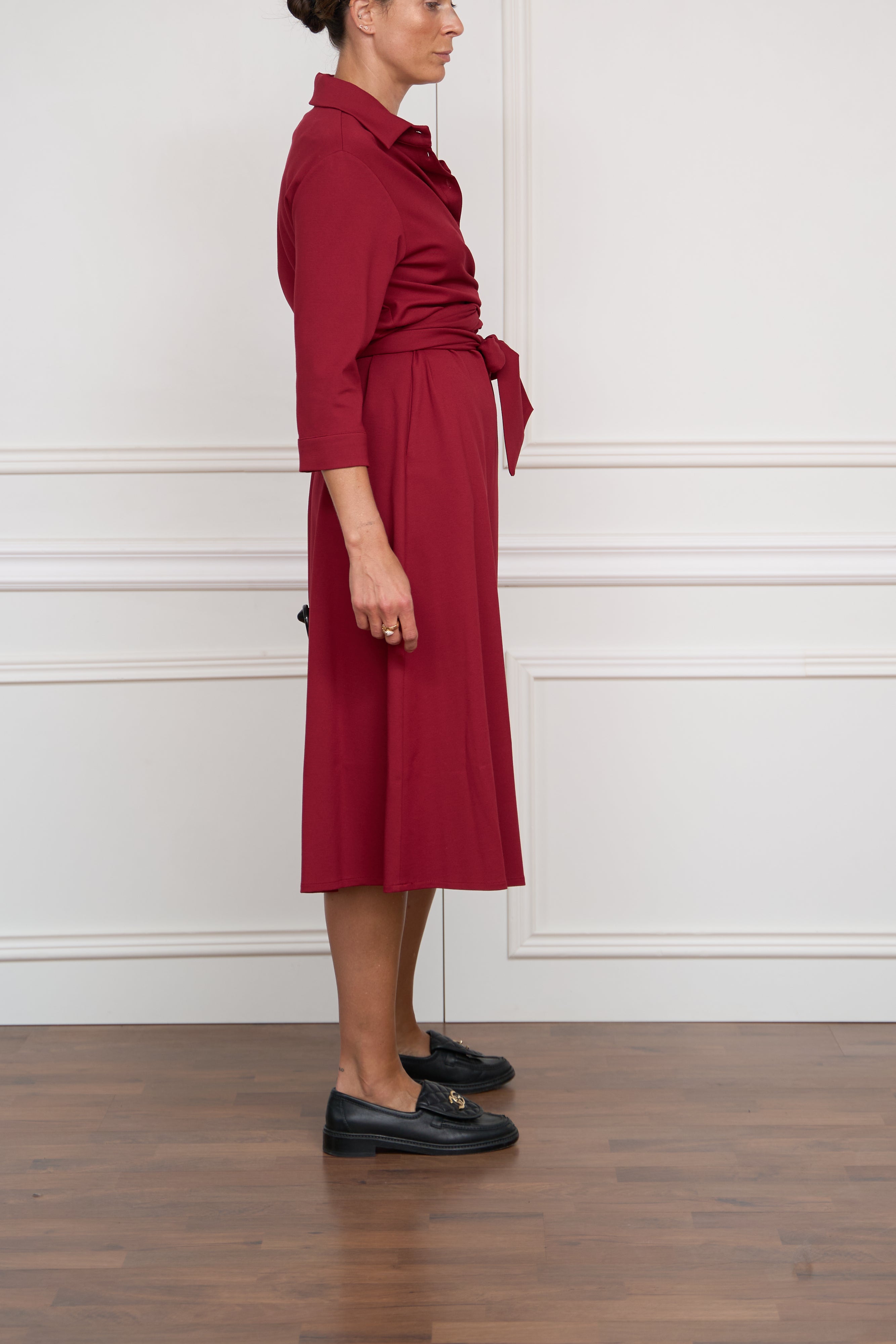 Midi dress with tie tail in yellow