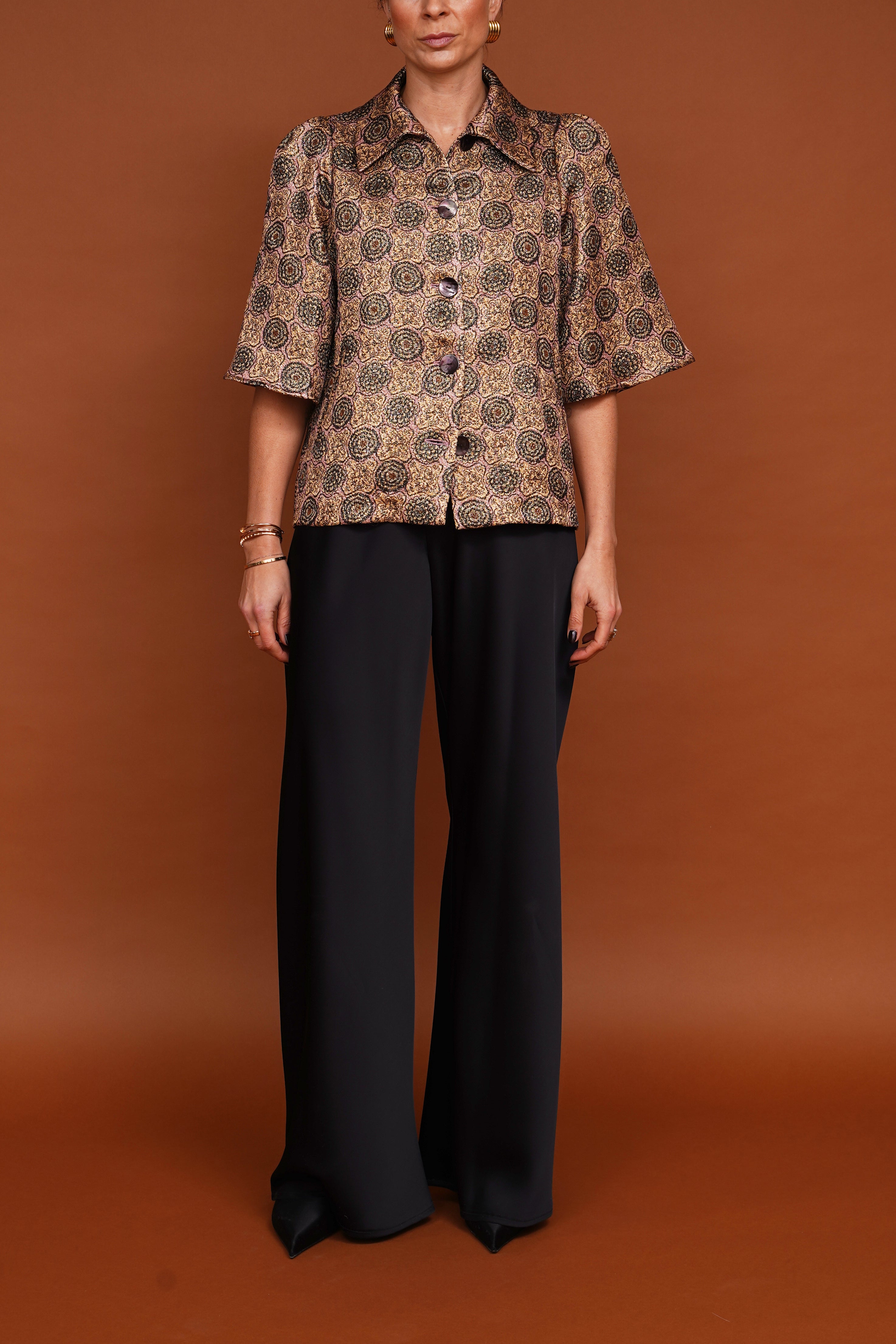 Kurzärmlige Hemdbluse in multi