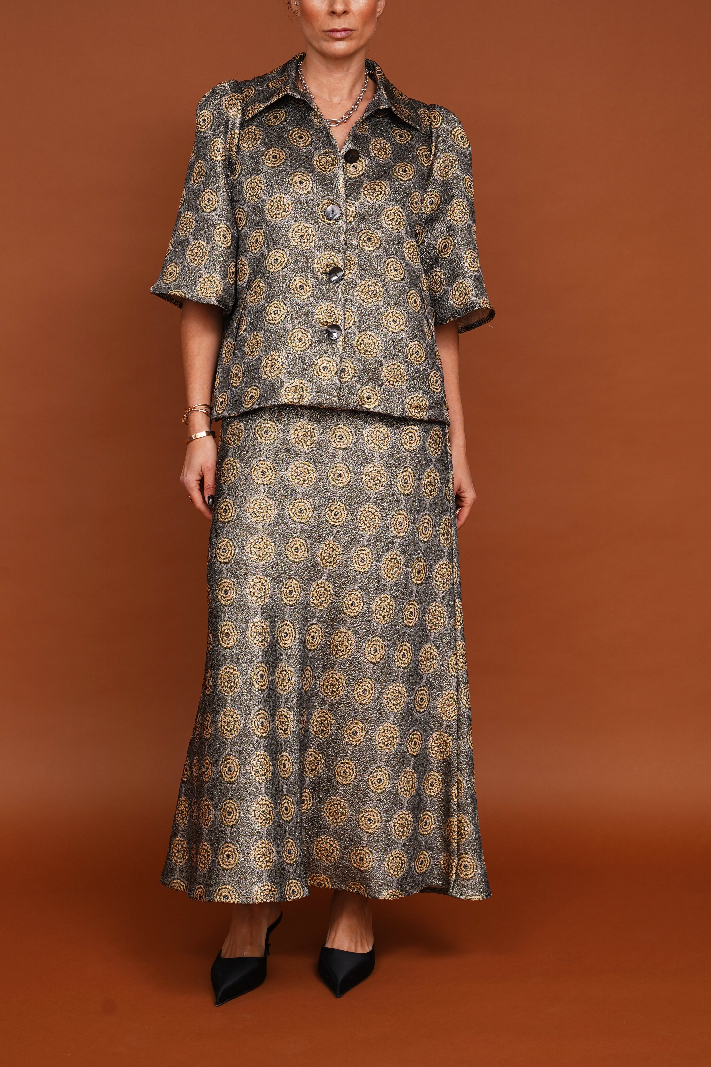 Kurzärmlige Hemdbluse in multi