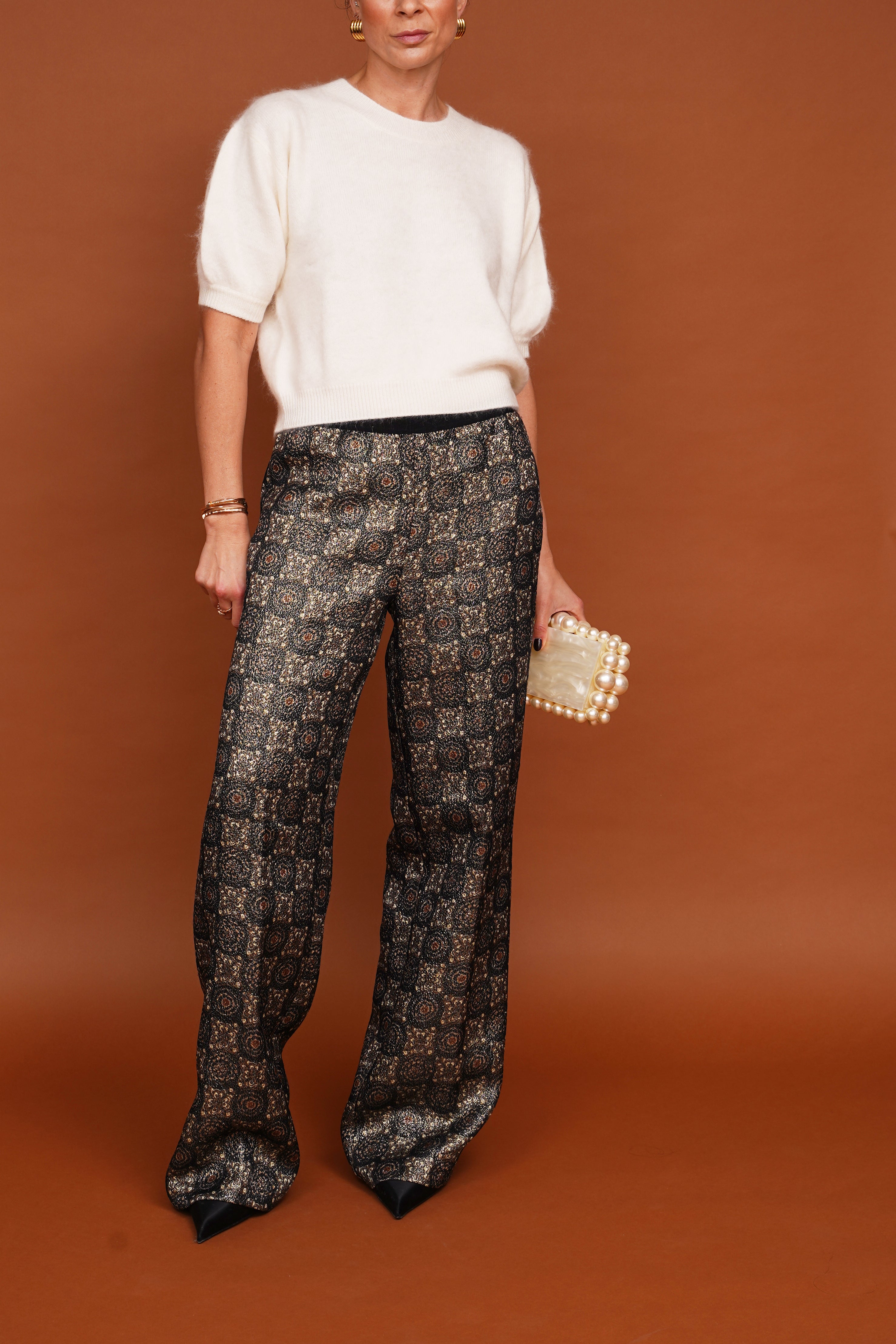 Gemusterte Glitzerhose in multi