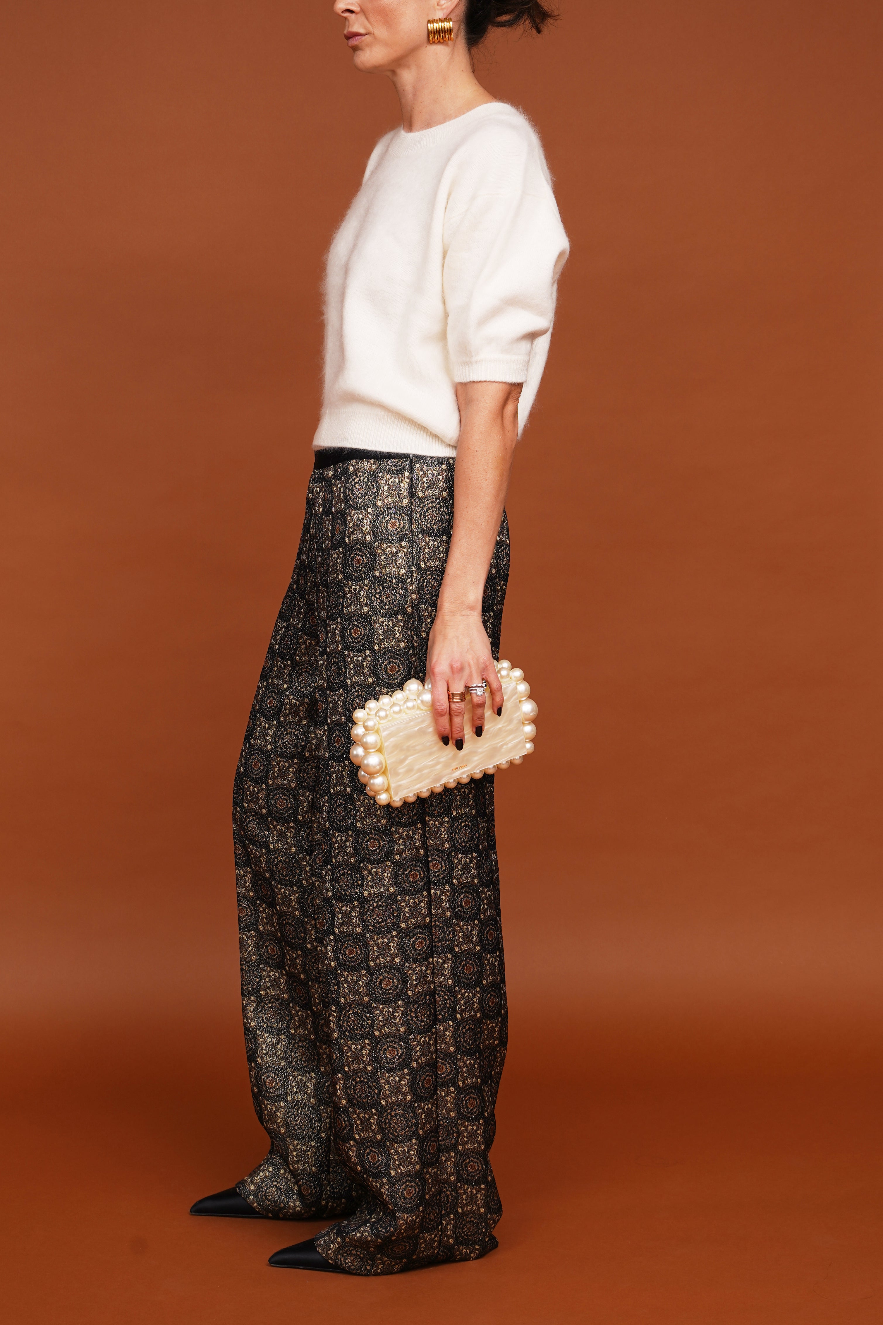 Gemusterte Glitzerhose in multi