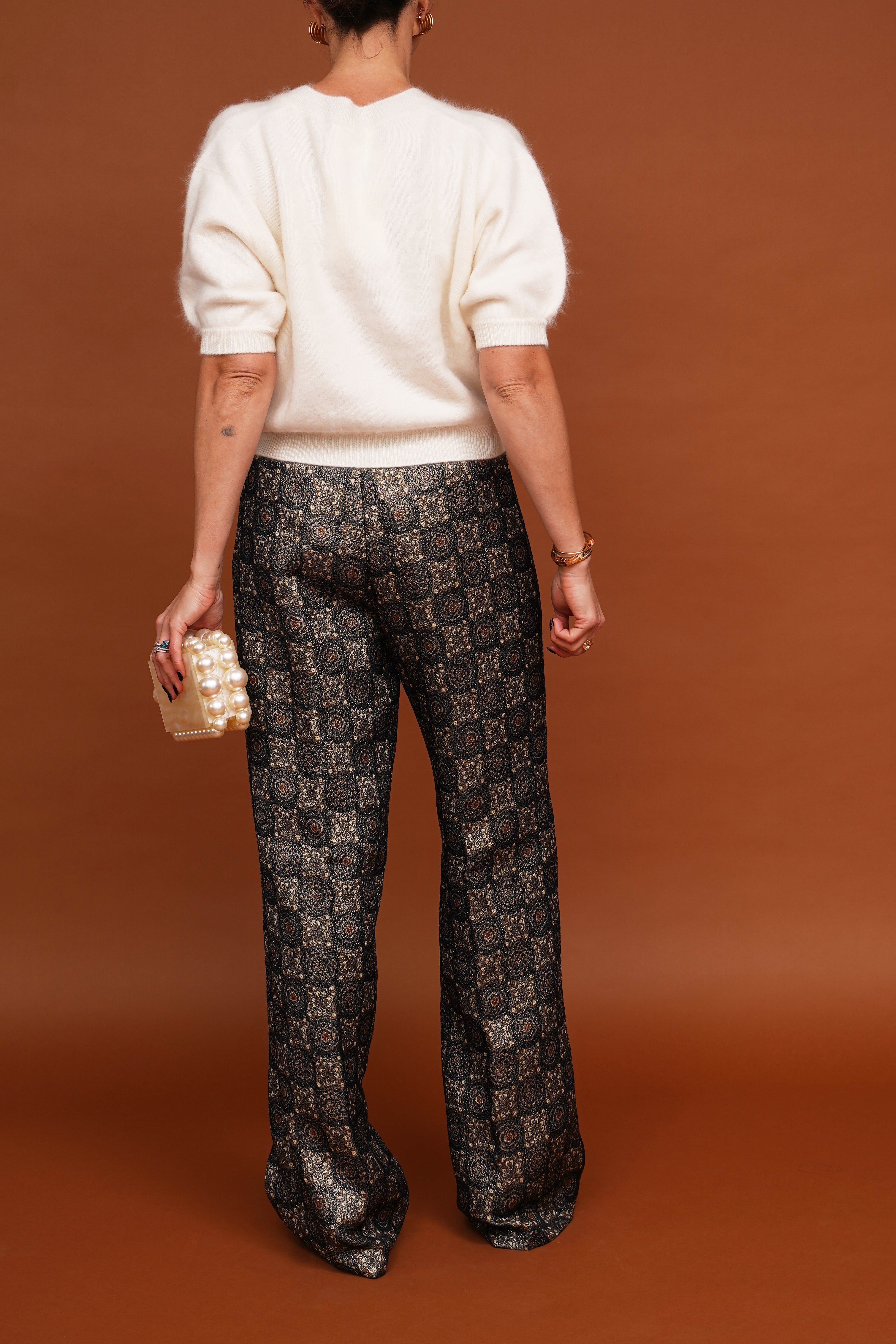 Gemusterte Glitzerhose in multi