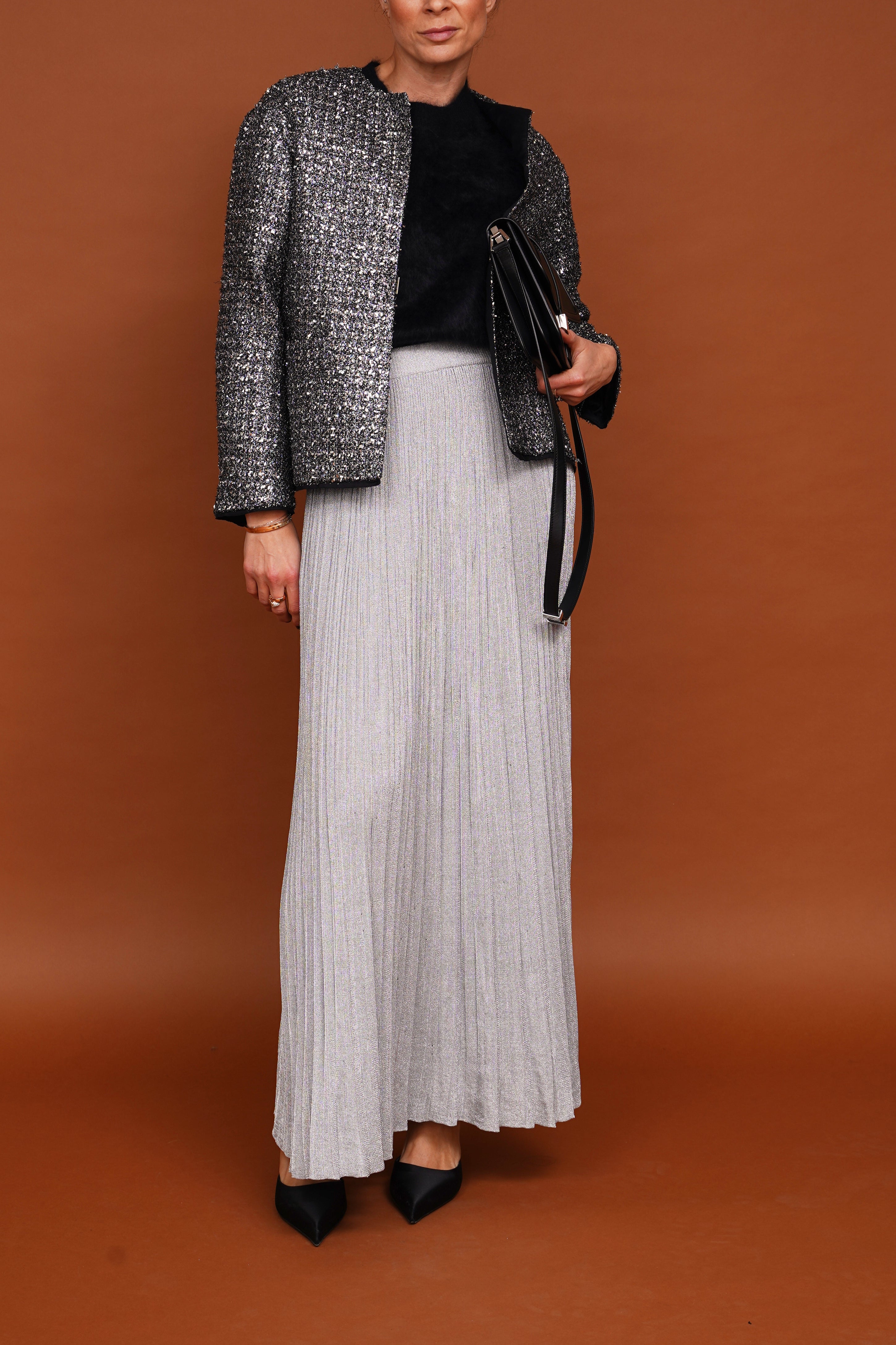 Bouclé blazer in cream/gold