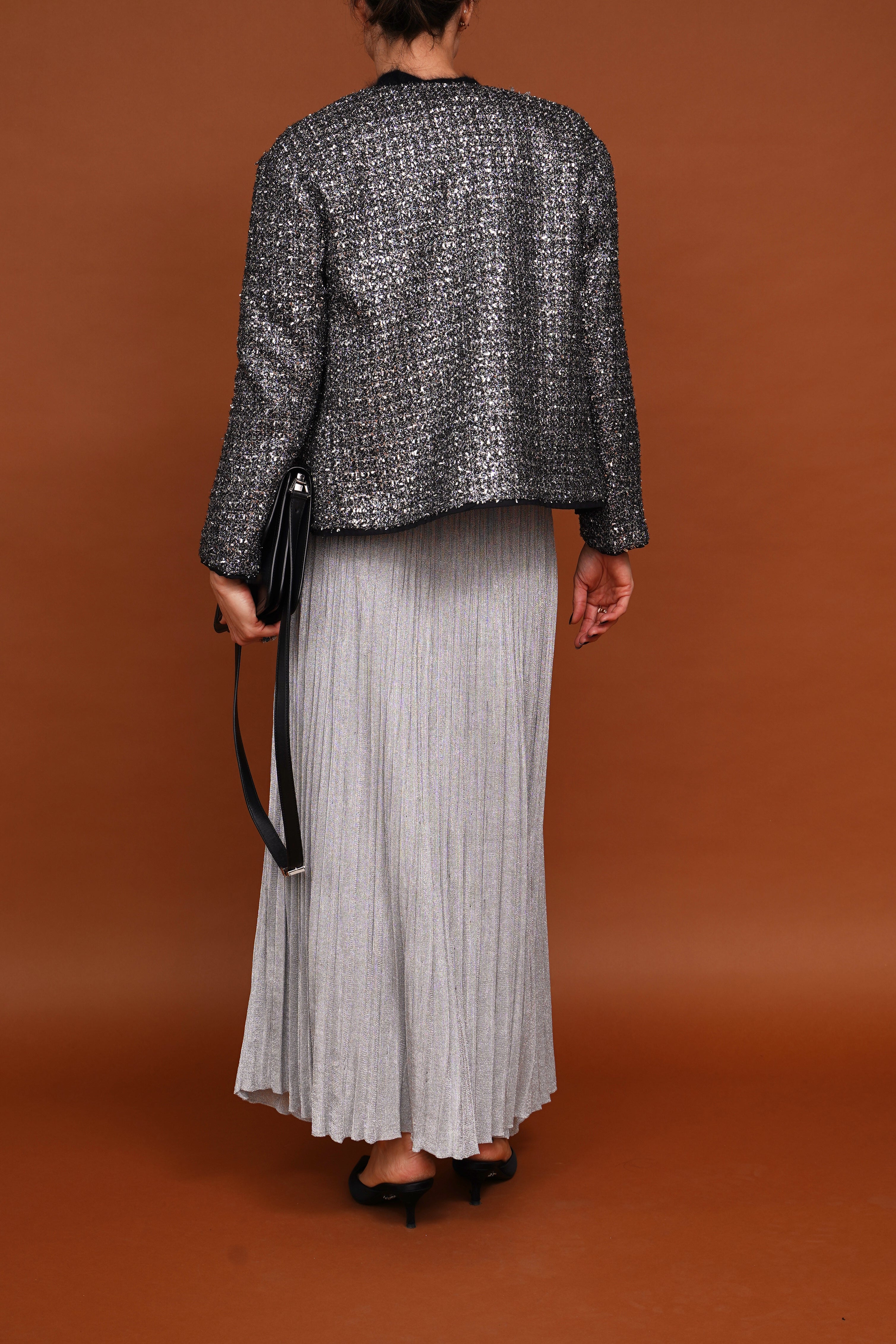 Bouclé blazer in cream/gold