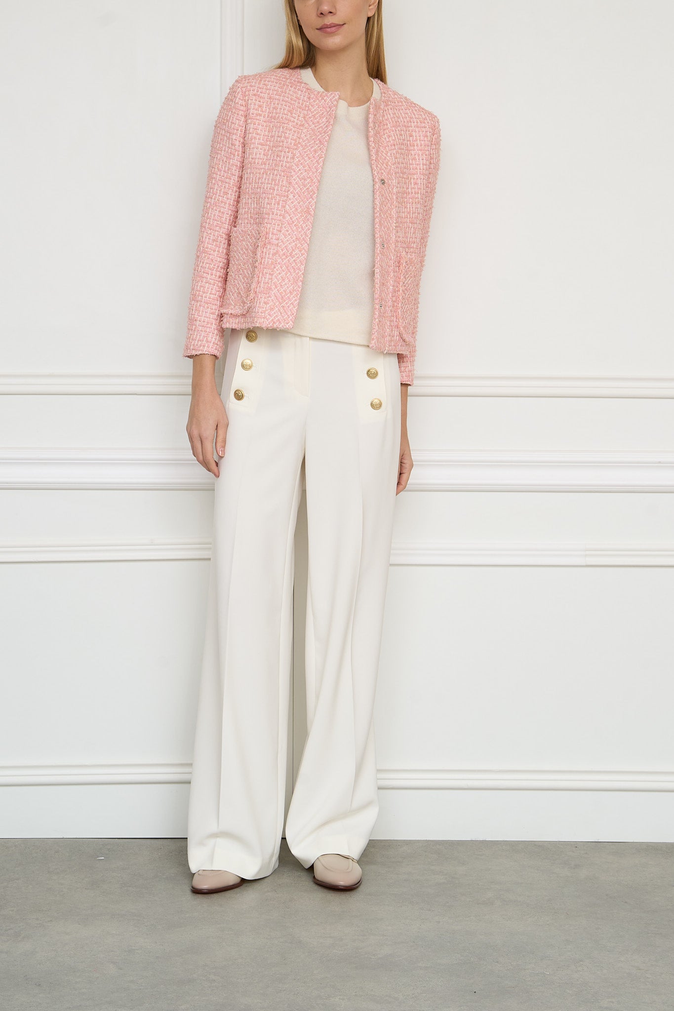 Bouclé blazer in pink