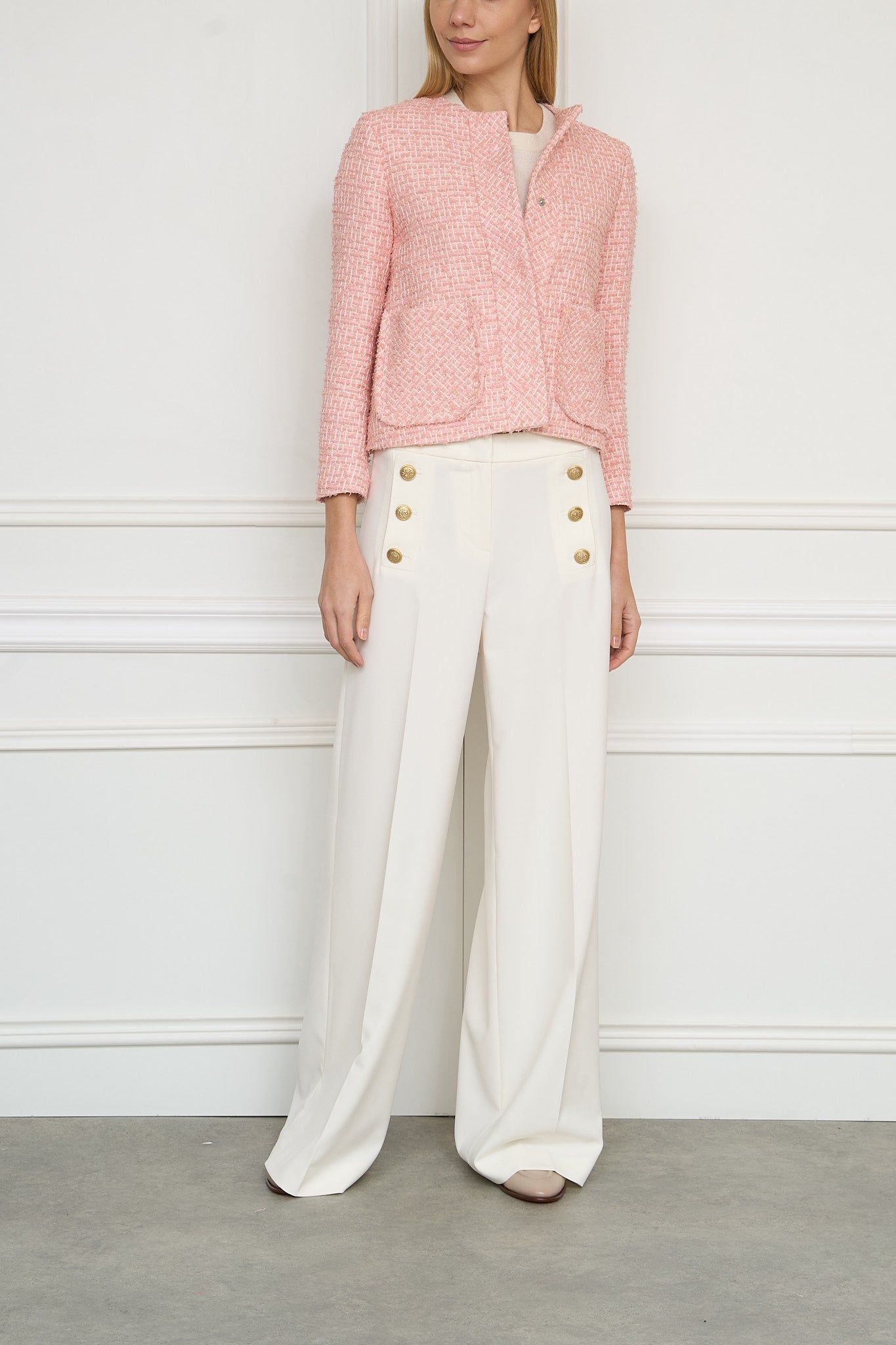 Bouclé blazer in pink