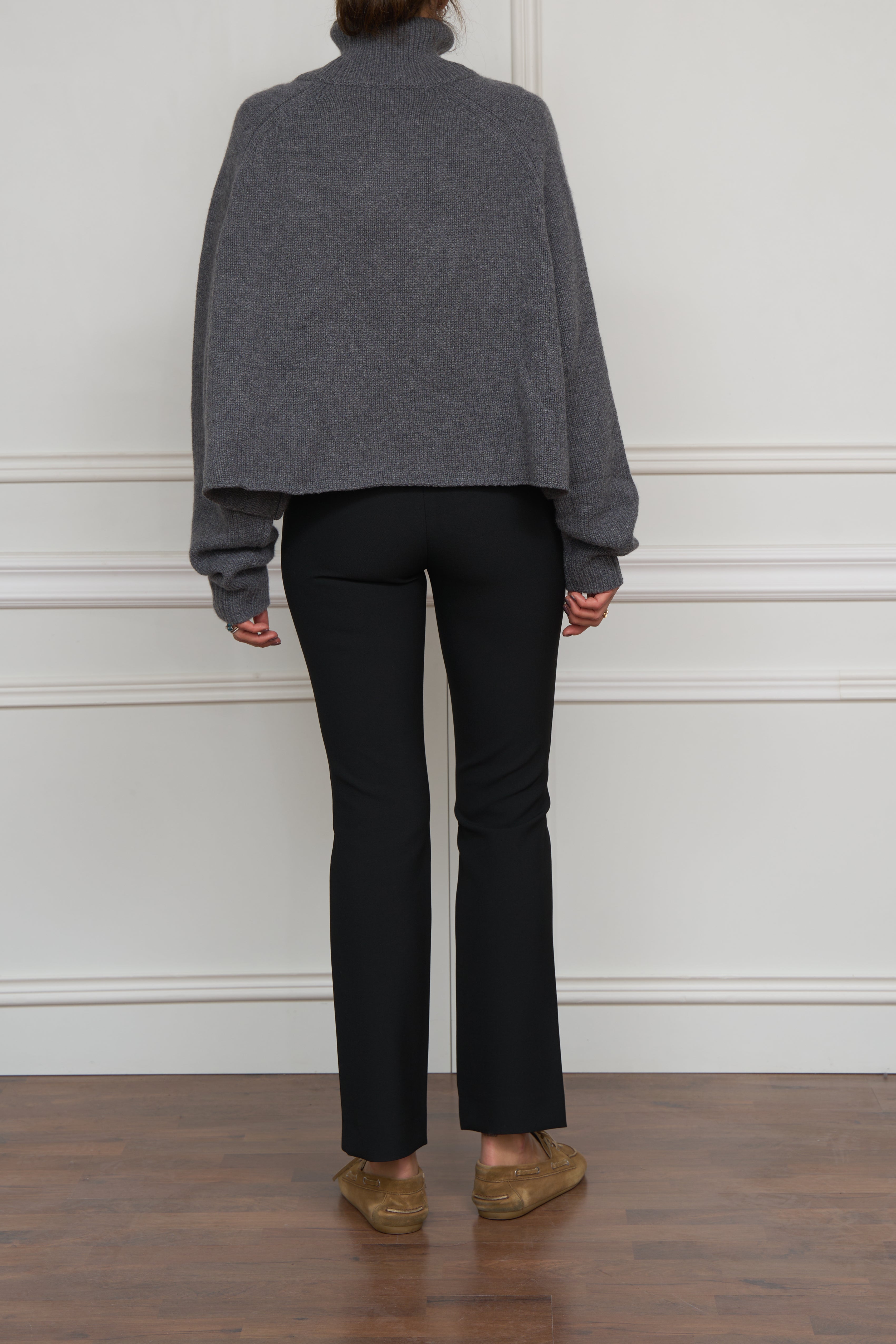 Straight trousers with button details in dark blue