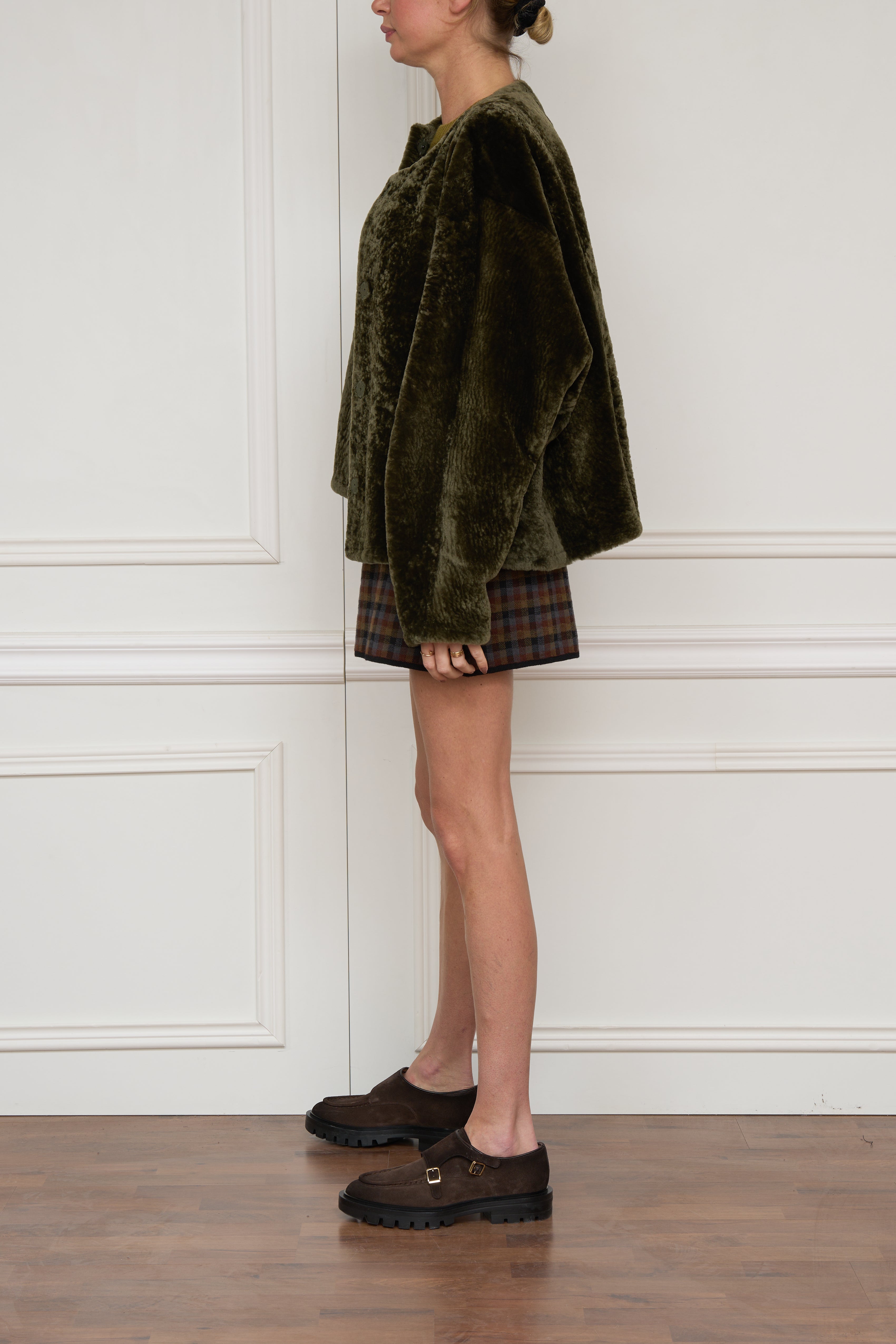 Lammfelljacke in grün