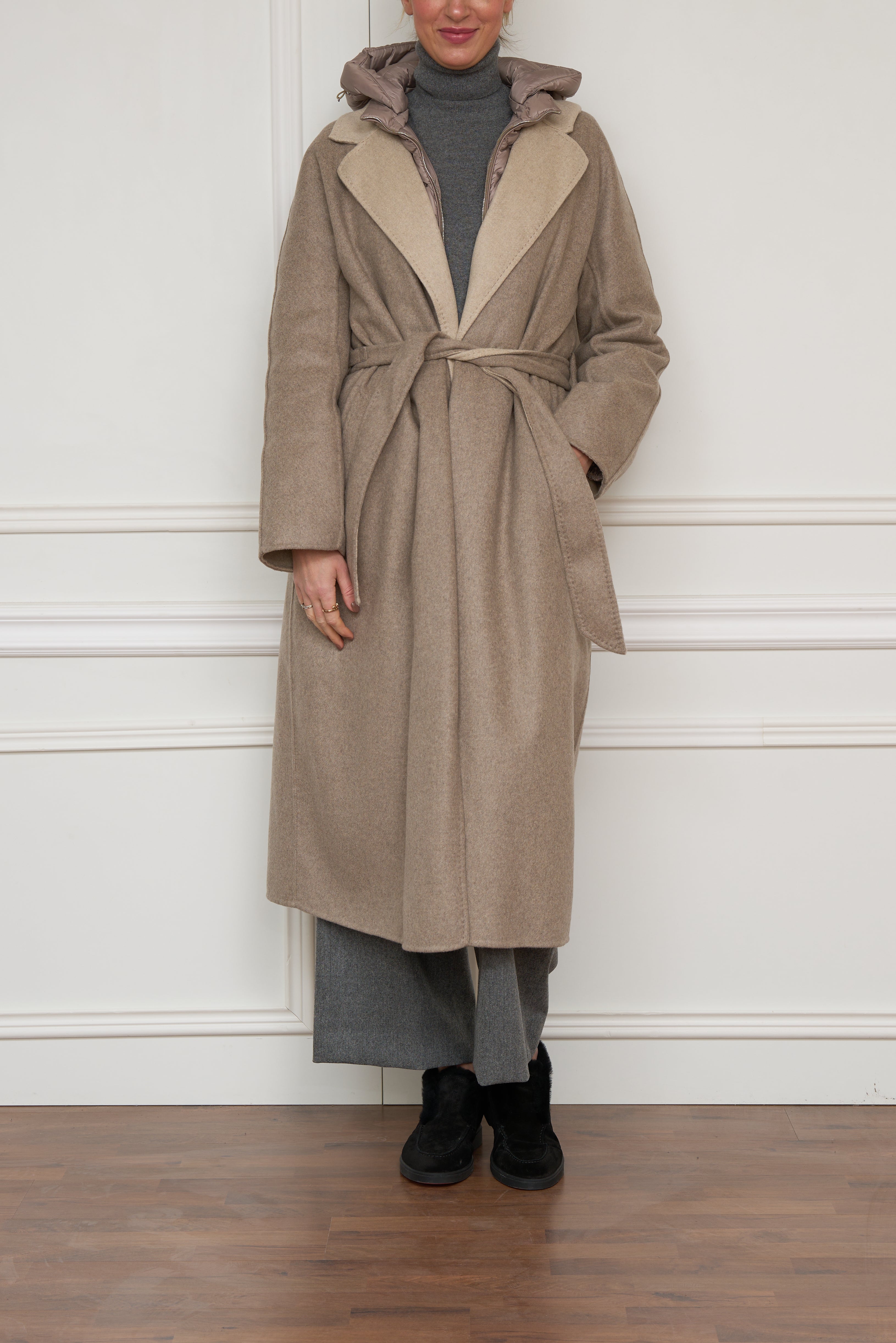 Doubleface-Mantel in beige