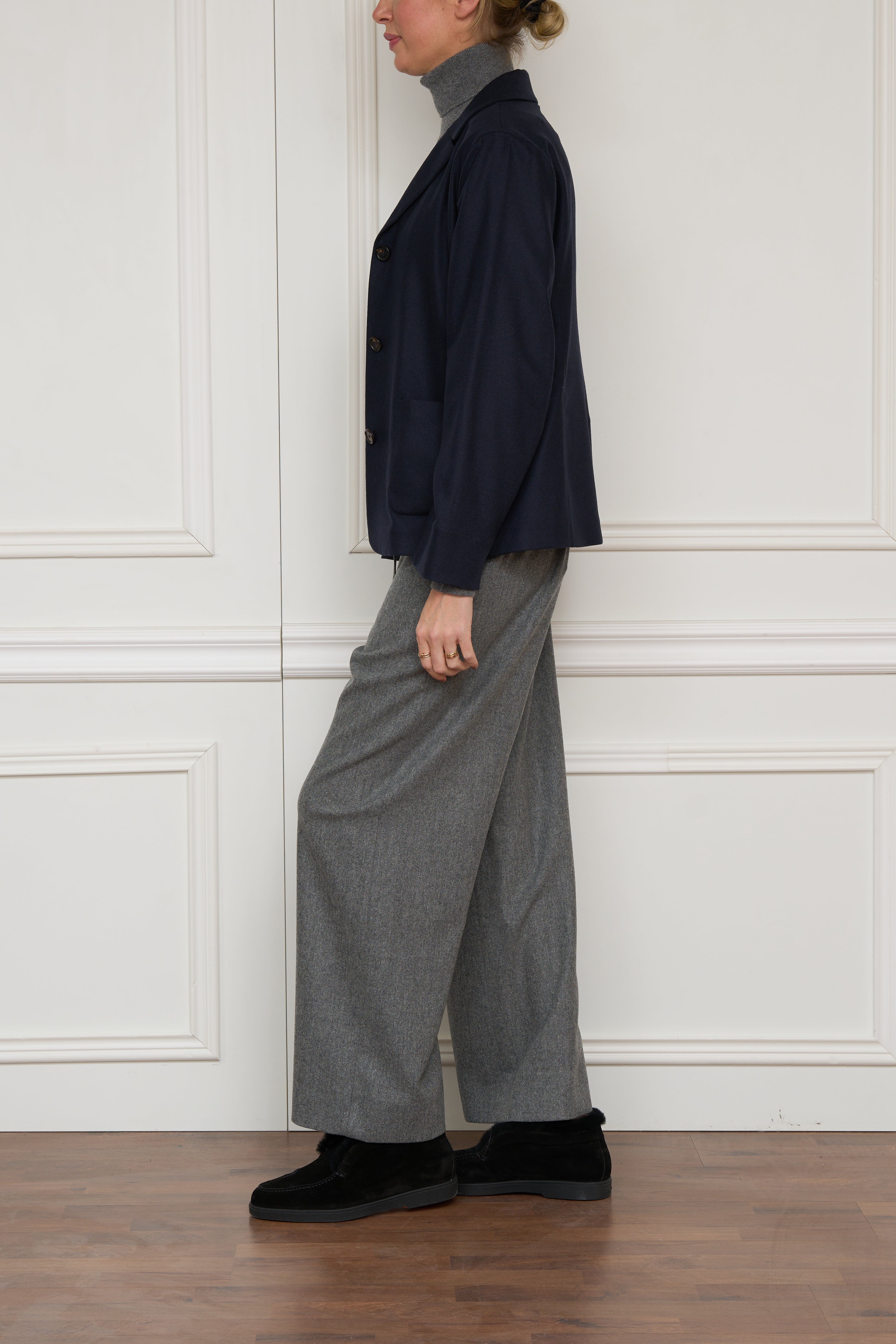 Jacke aus Wollflanell in marine