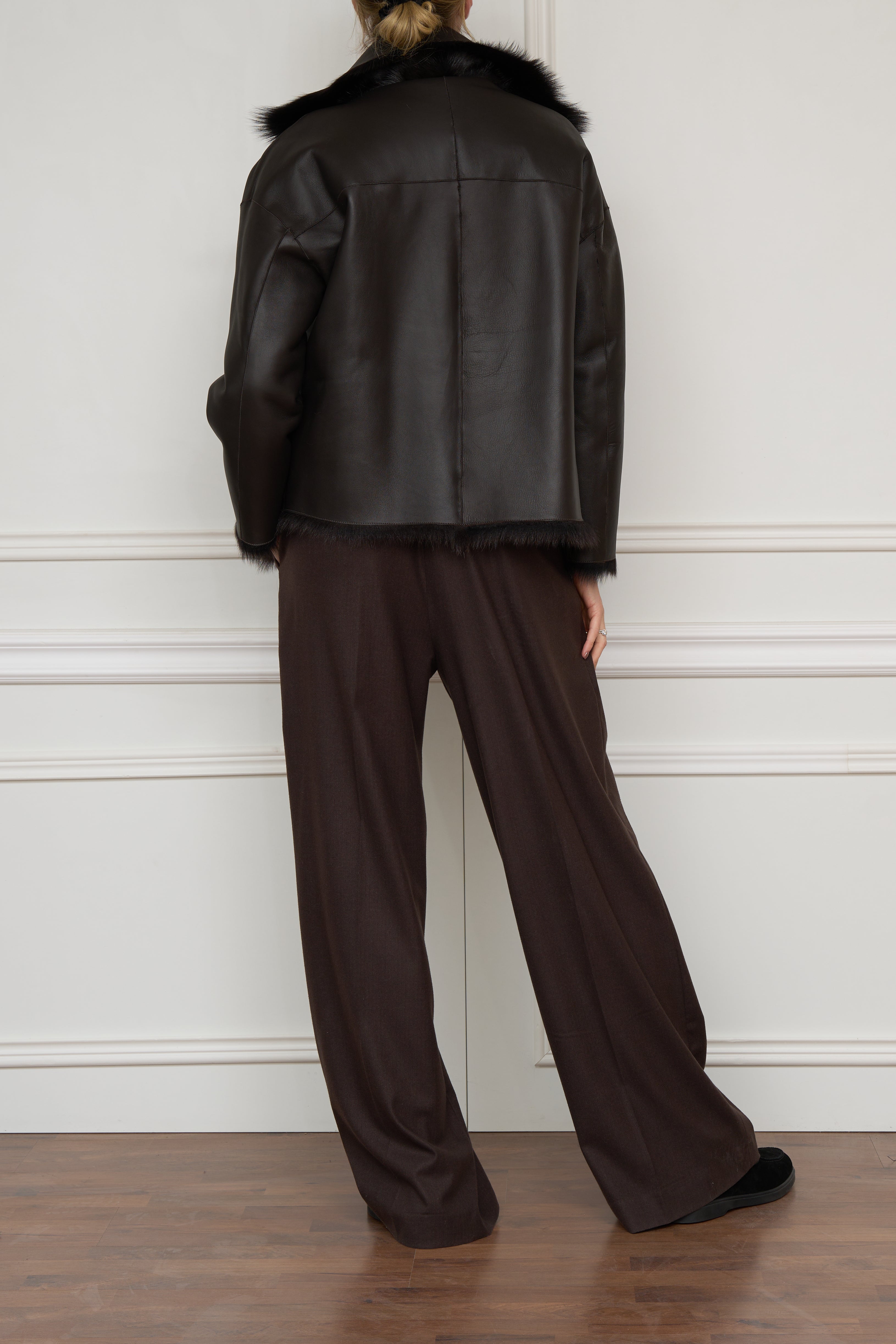 Wendejacke aus Lammfell und Leder