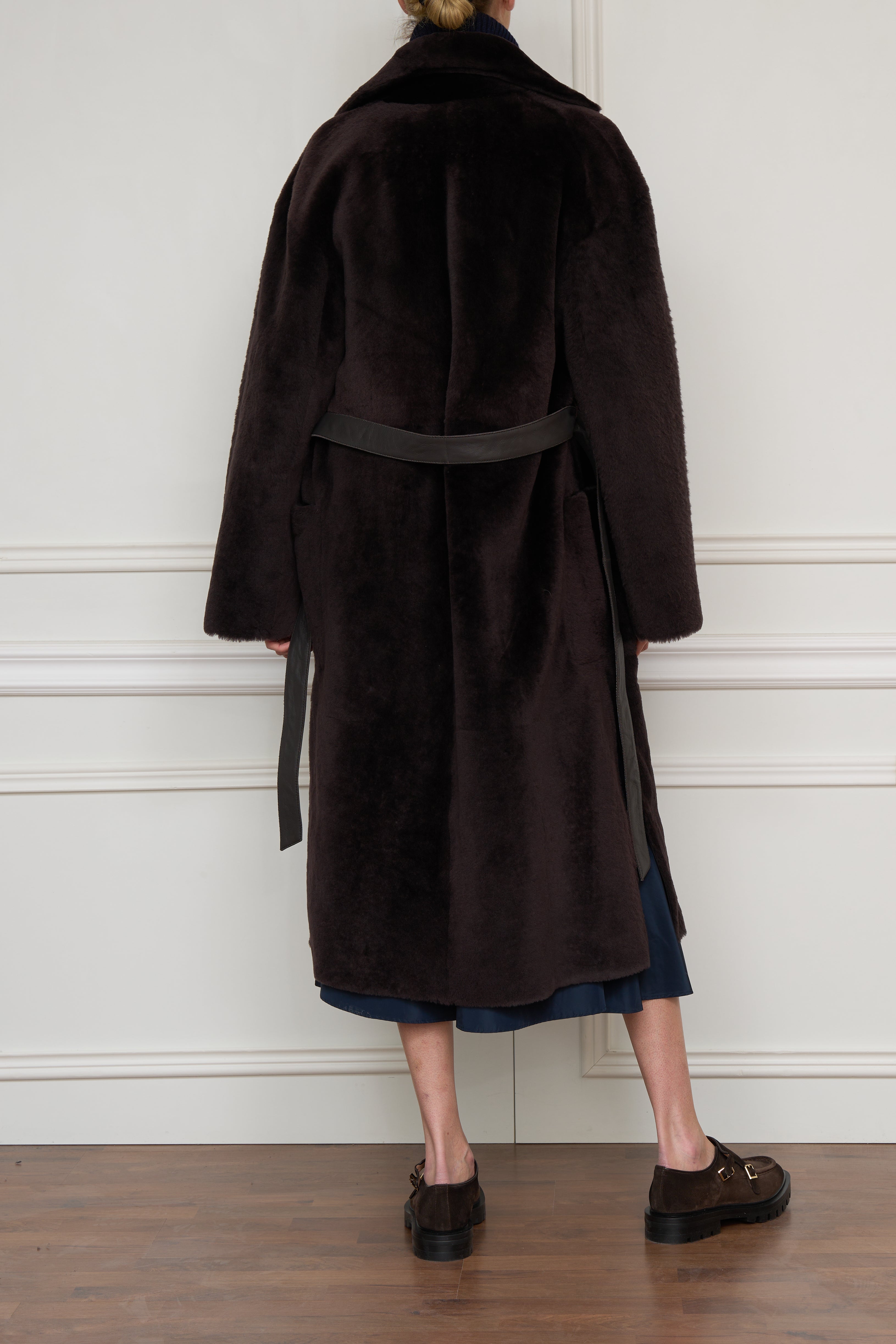 Wendemantel aus Lammfell und Leder