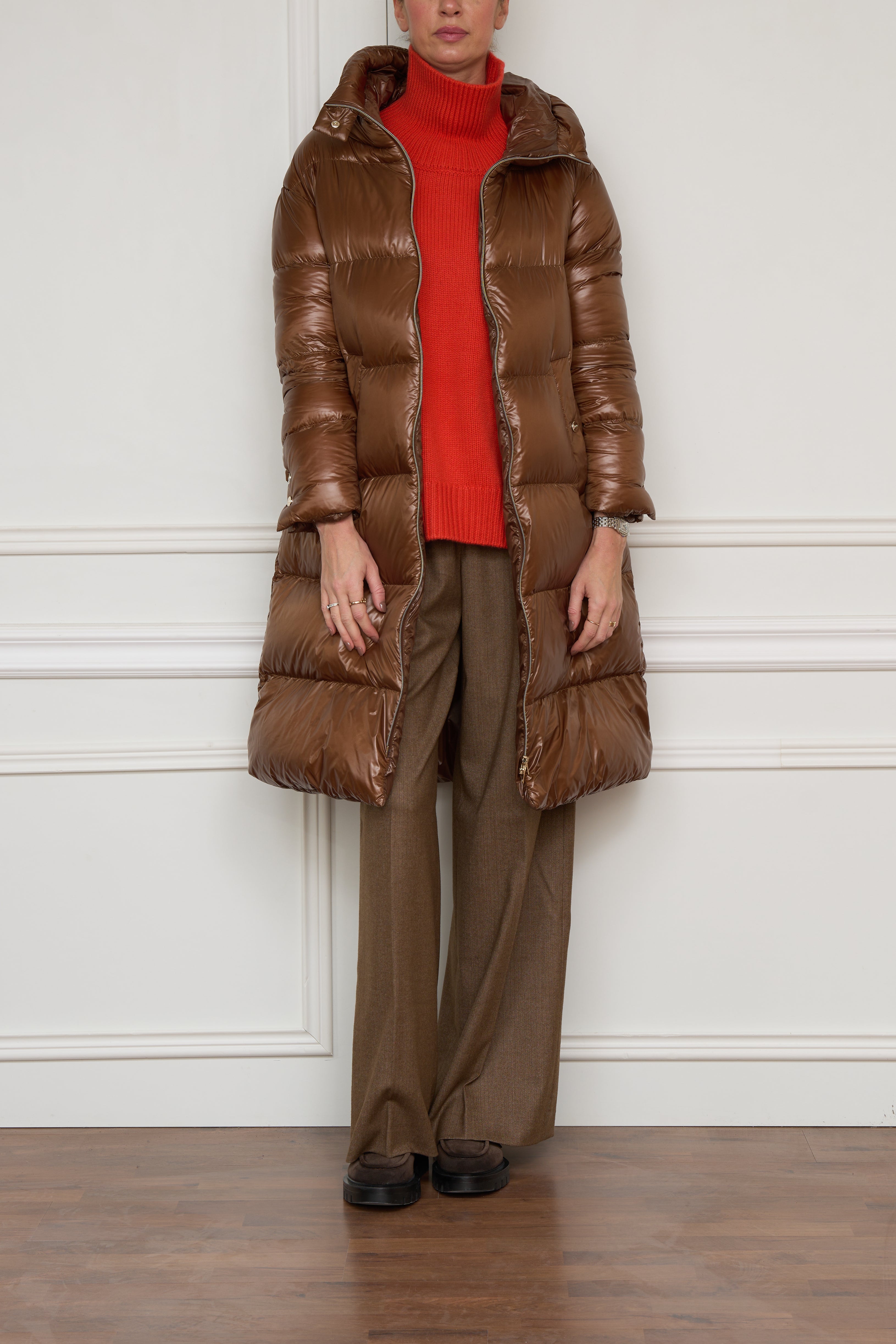 Daunenmantel in braun