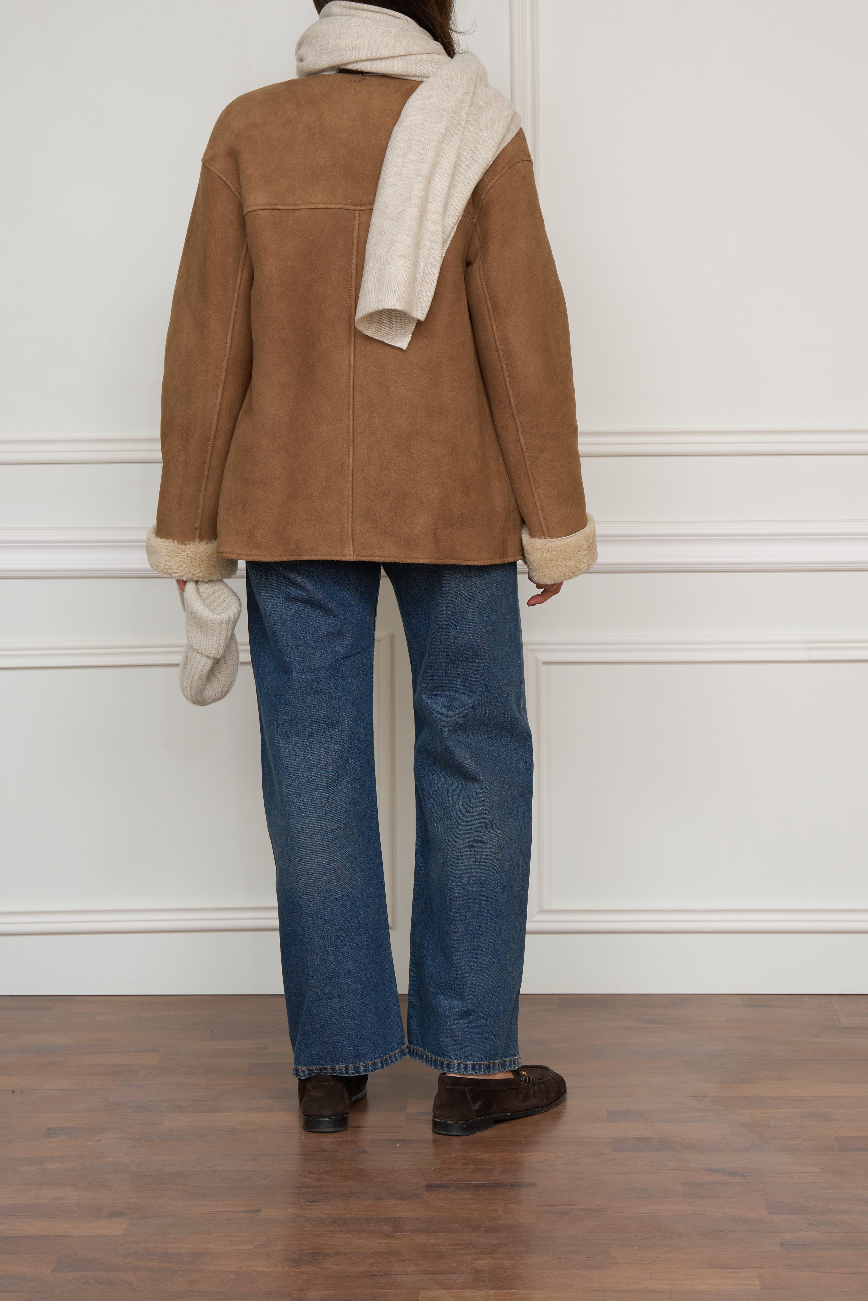 Lammfelljacke in beige