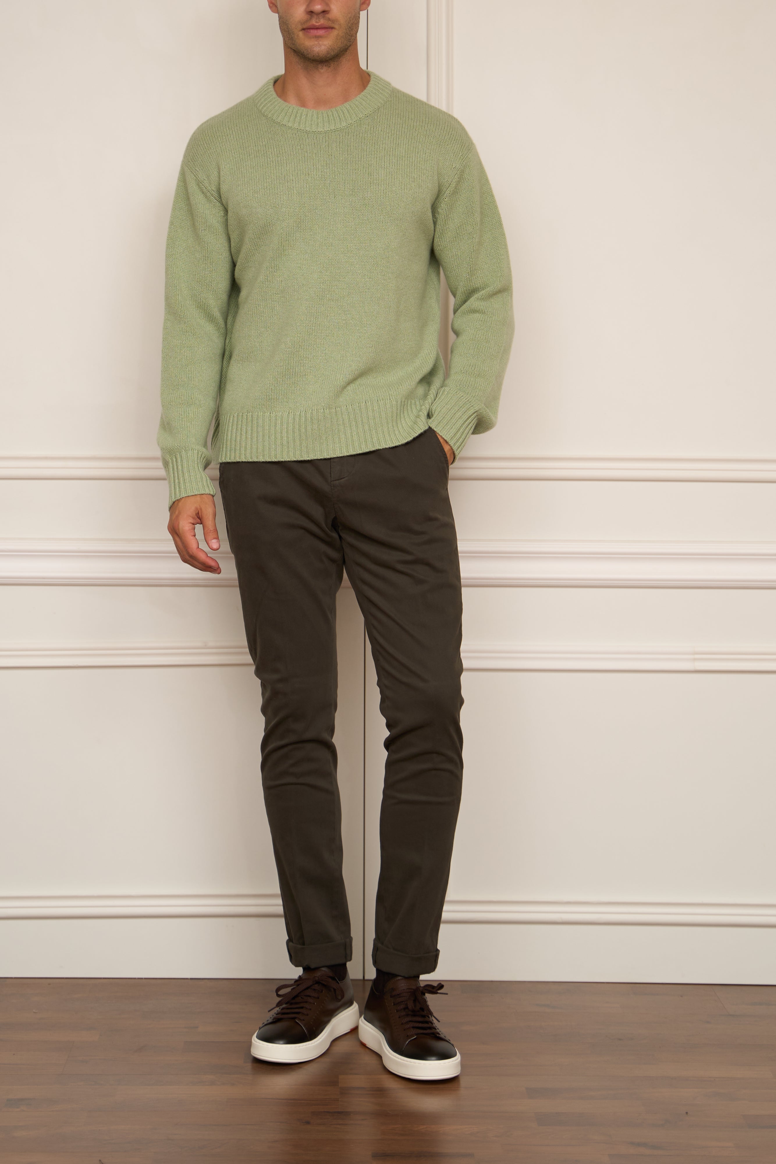 grober Pullover in lime