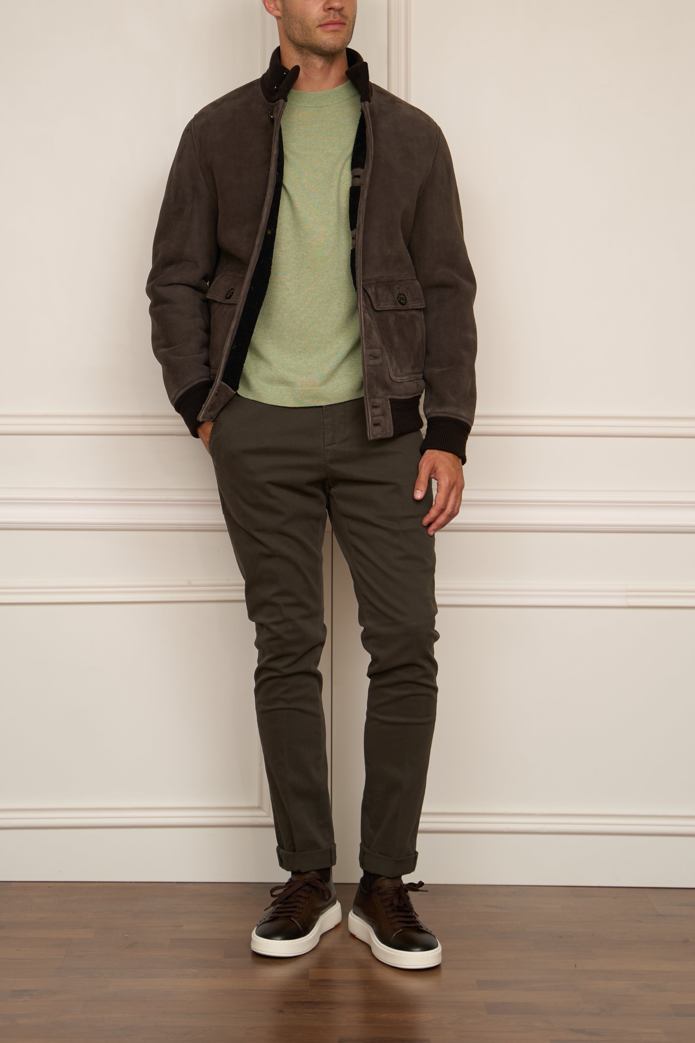 Leather blouson in brown