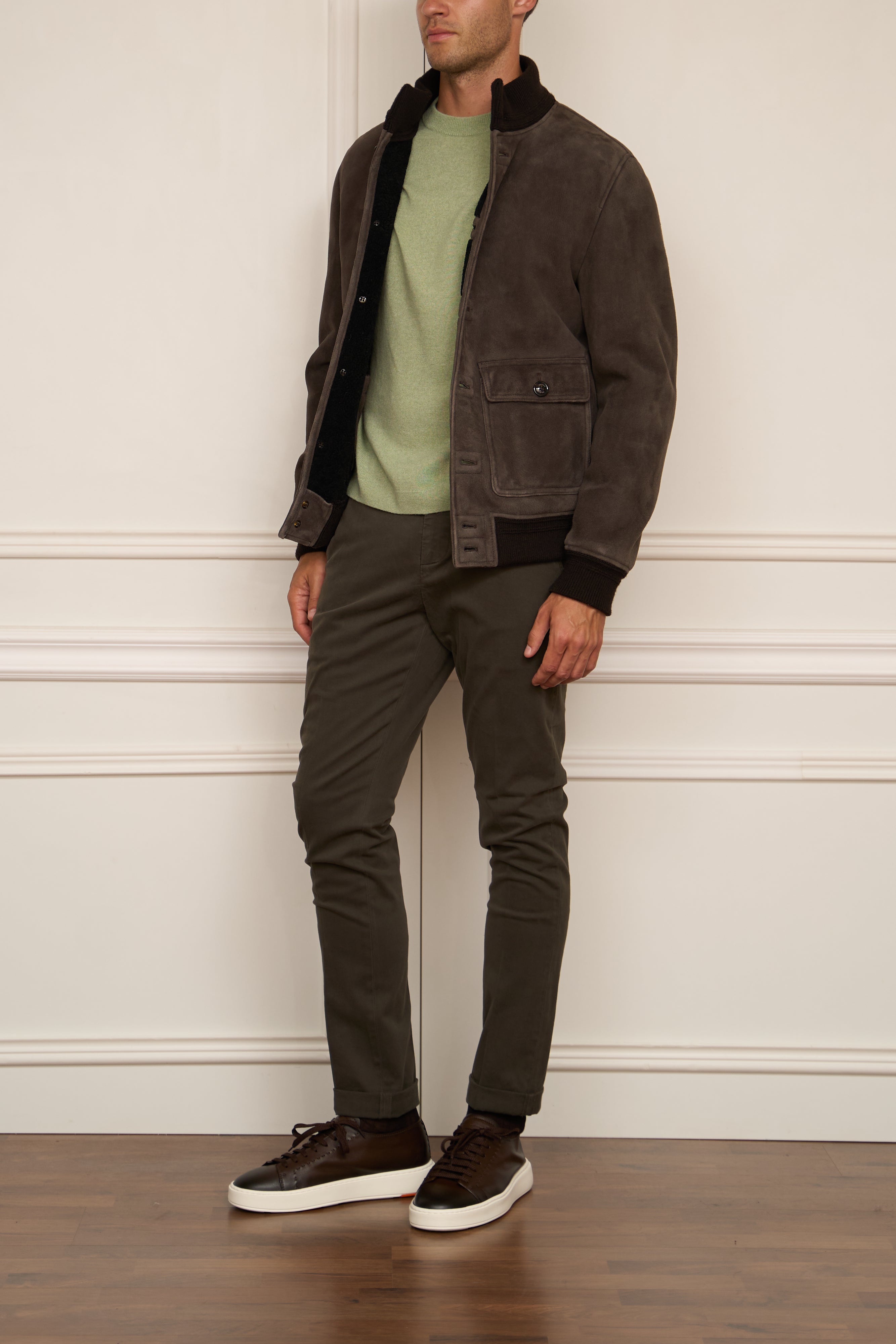 Leather blouson in brown