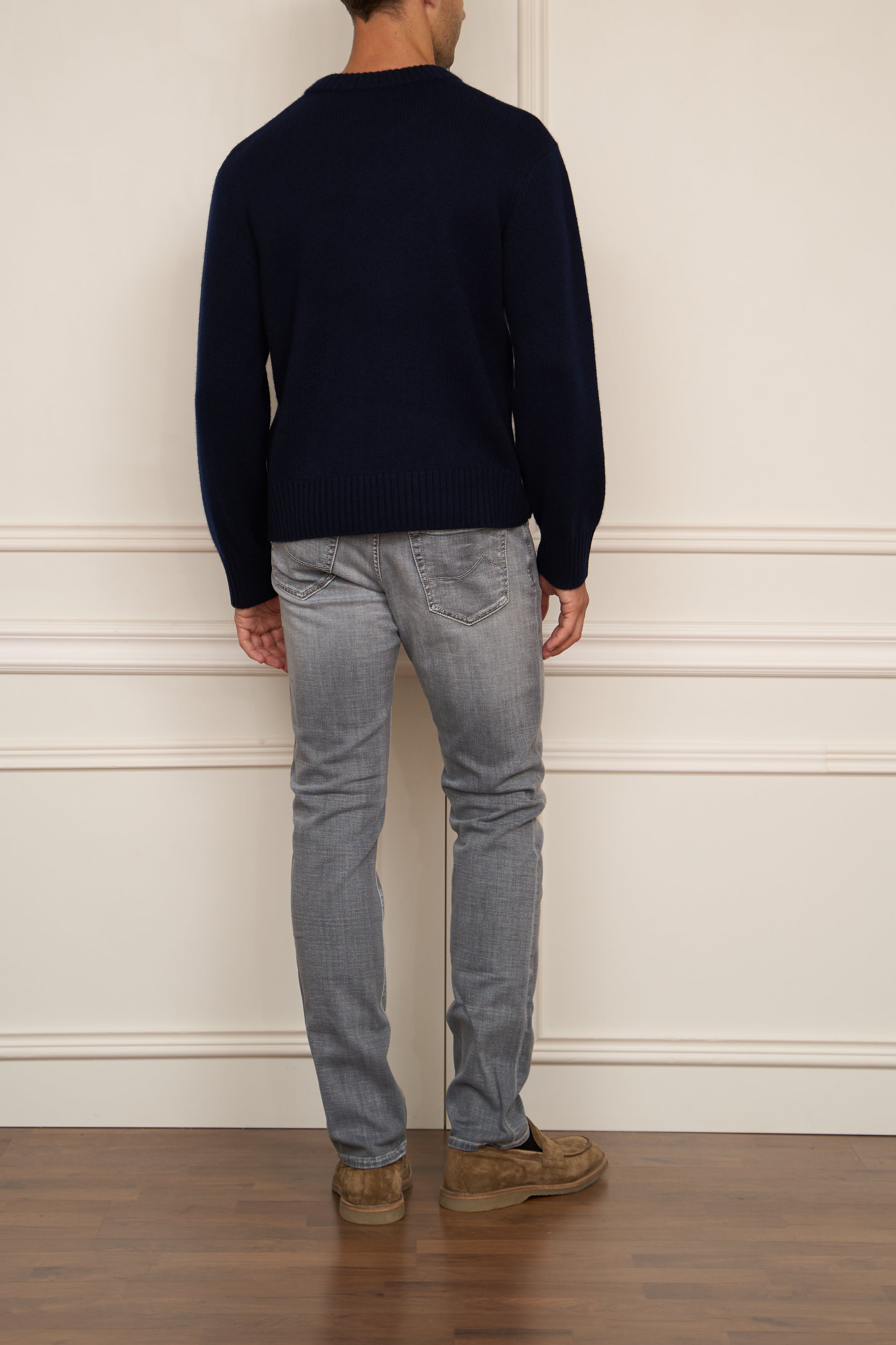 Knitted coat with zipper in grey