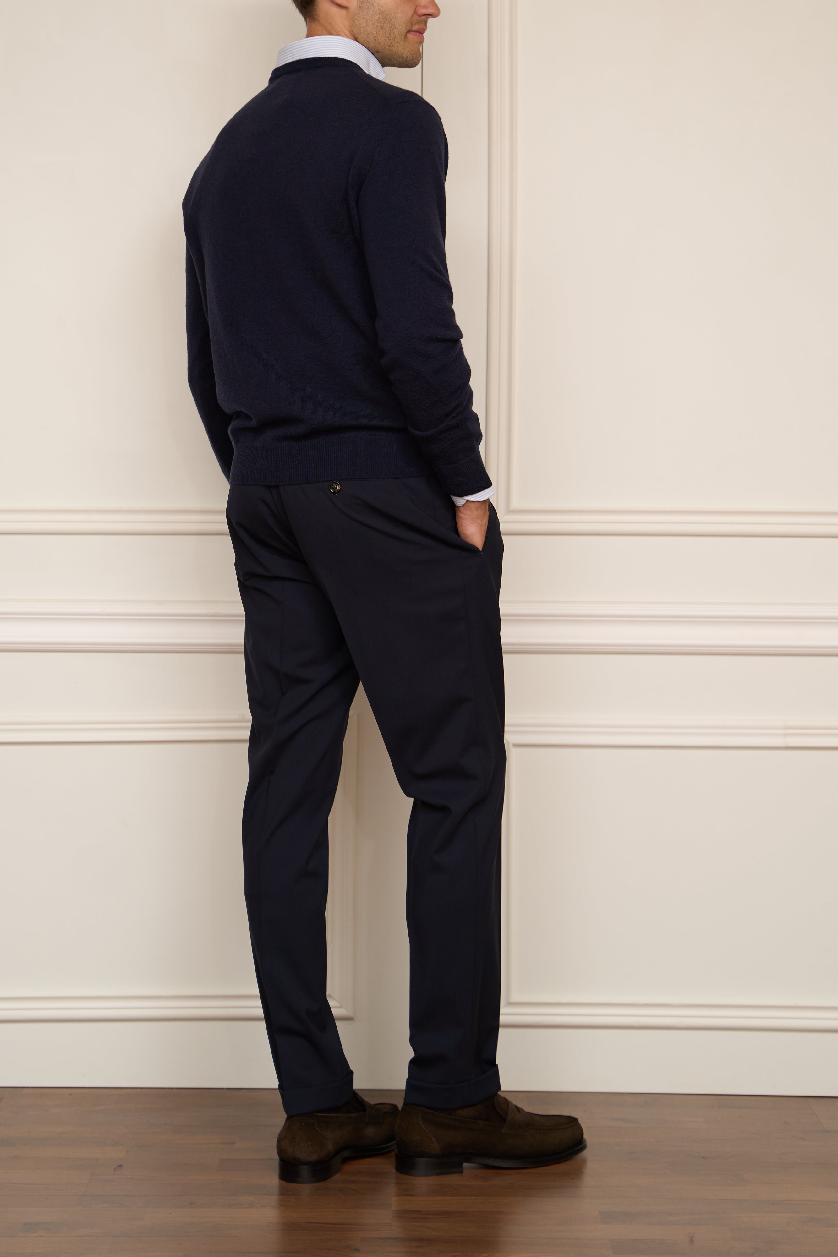 Kaschmir V-Pullover in navy