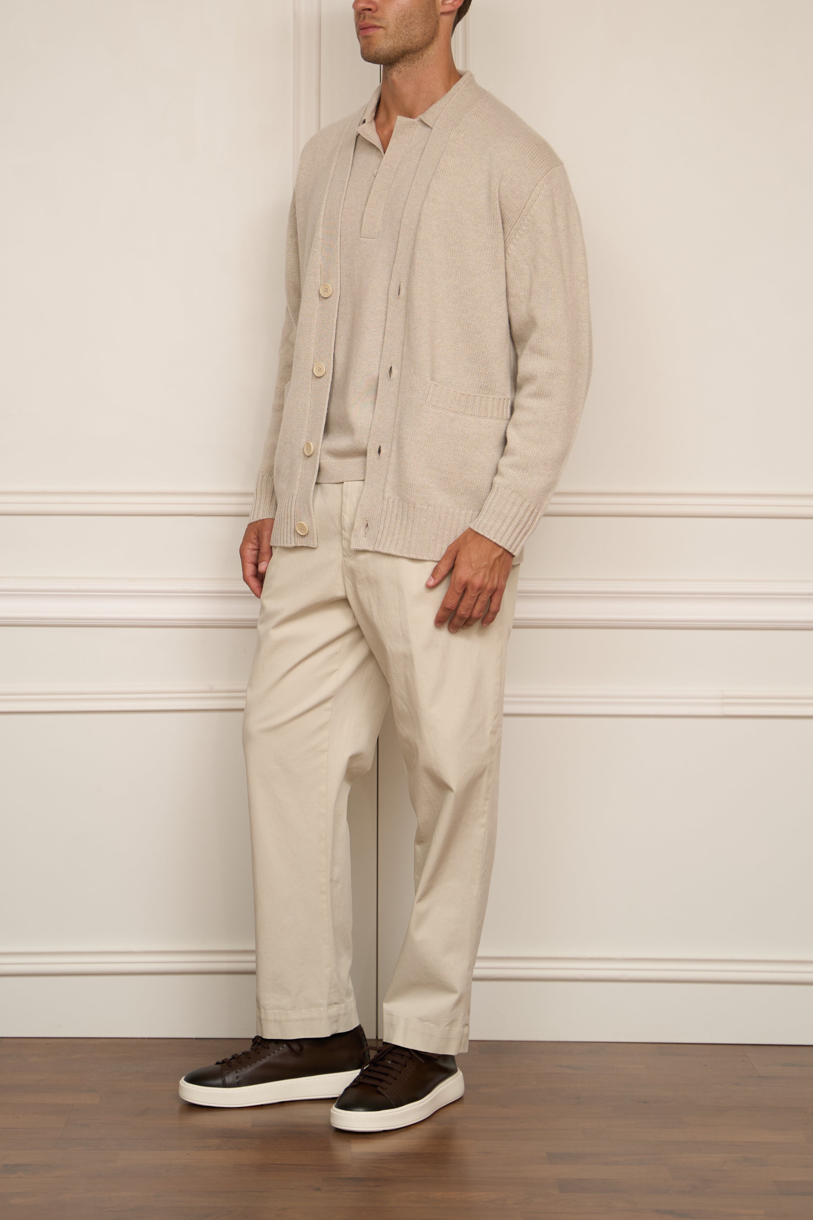 grobe Strickjacke in beige