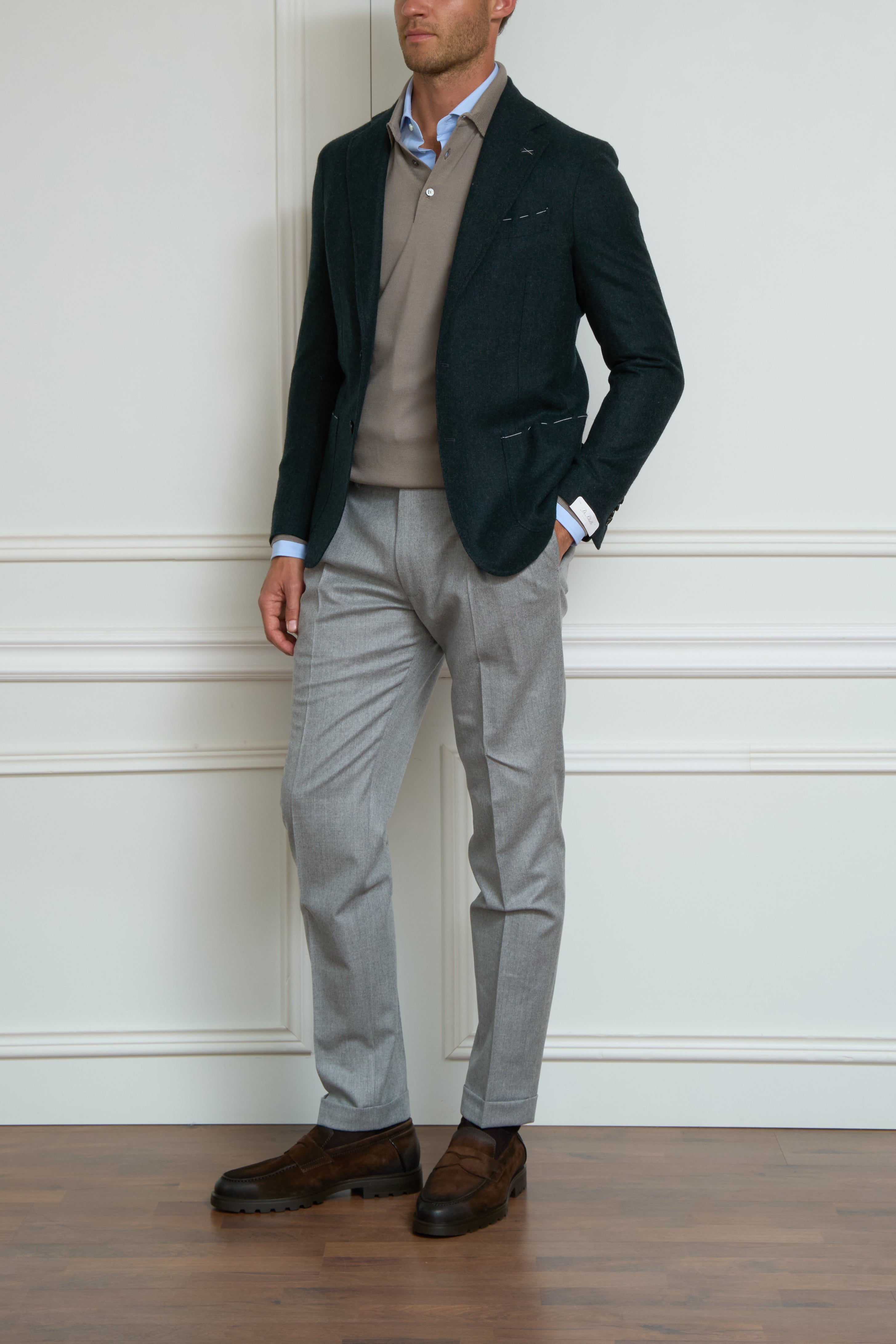 Cashmere-Sakko in dunkelgrün
