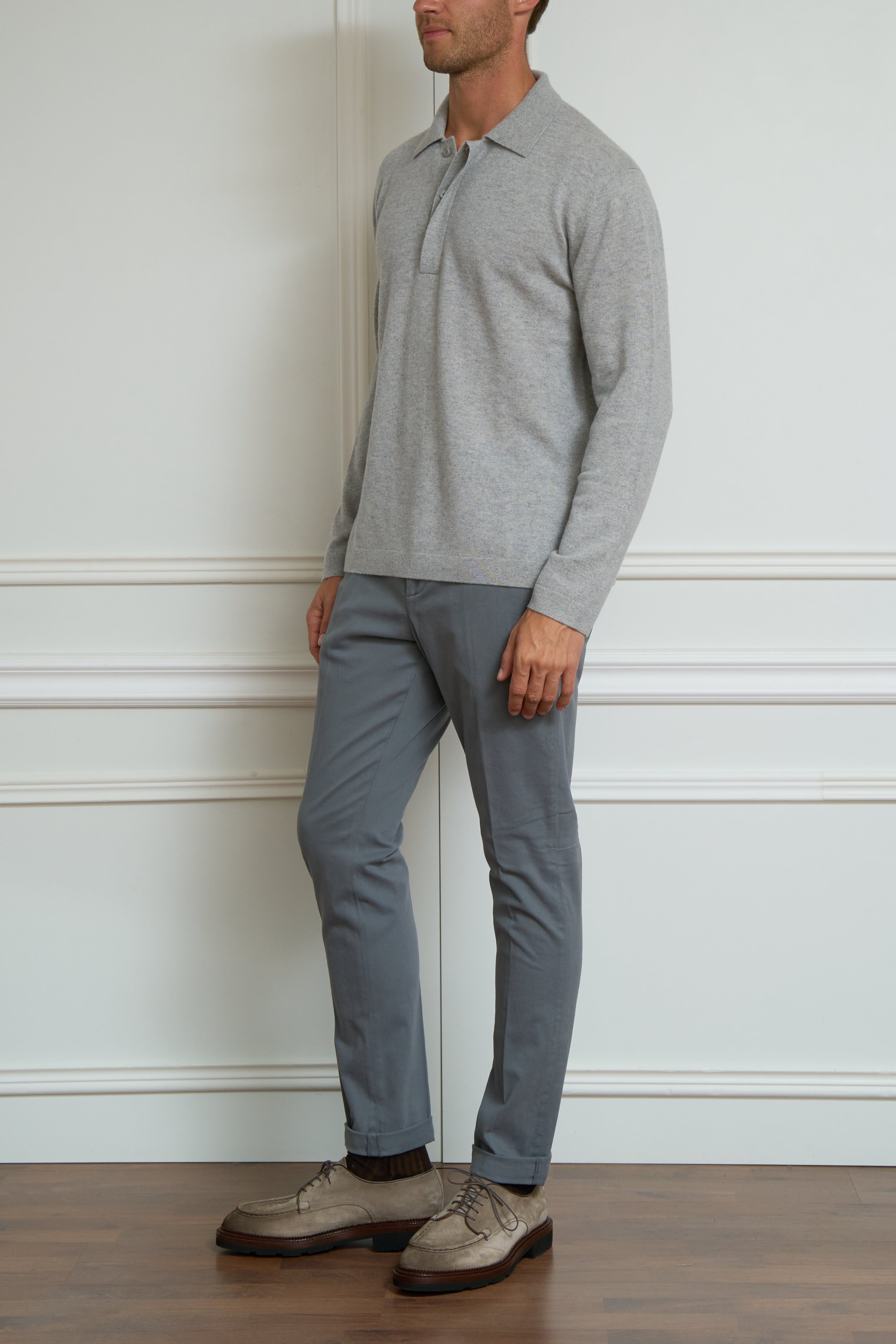 Knitted polo shirt in grey